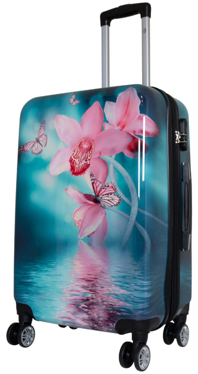 Warenhandel König Hartschalen-Trolley Orchidee, 4 Rollen, günstig online kaufen