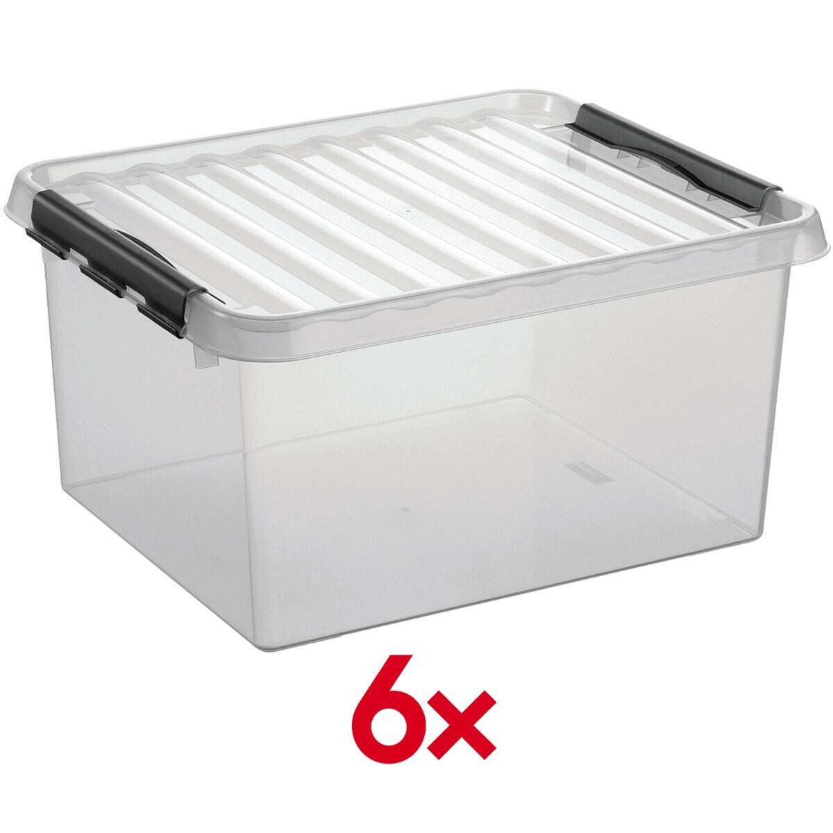 Sunware Aufbewahrungsbox the q-line (6 St), 36 Liter, verschließbar, stapelbar, staubgeschützt