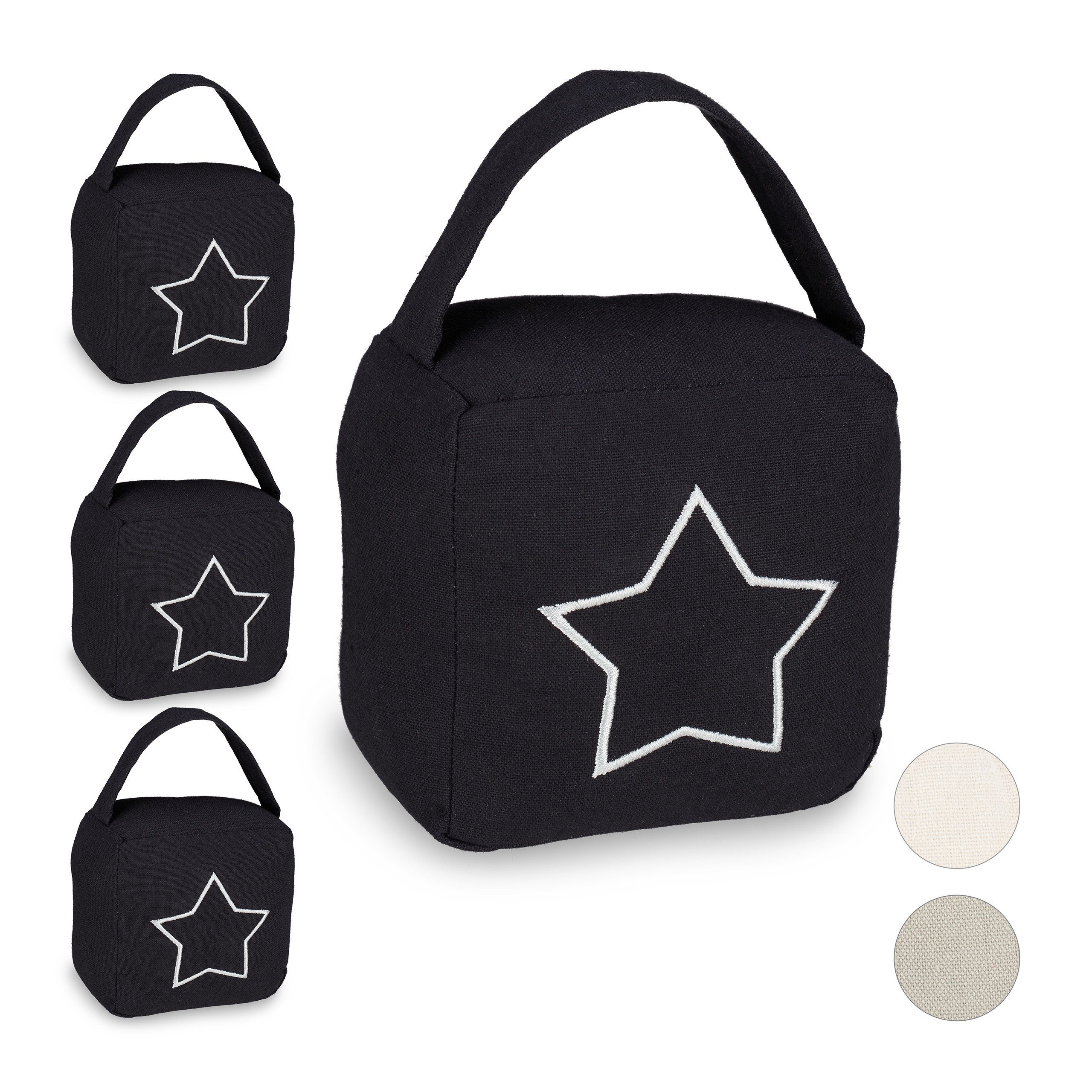 relaxdays Türstopper 4 x Türstopper Sack Stern schwarz (4 St)