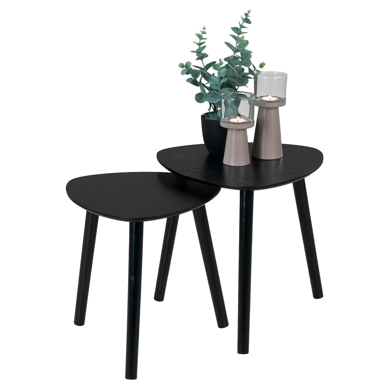 Beistelltisch 2-teiliges Set ZURI, Schwarz matt