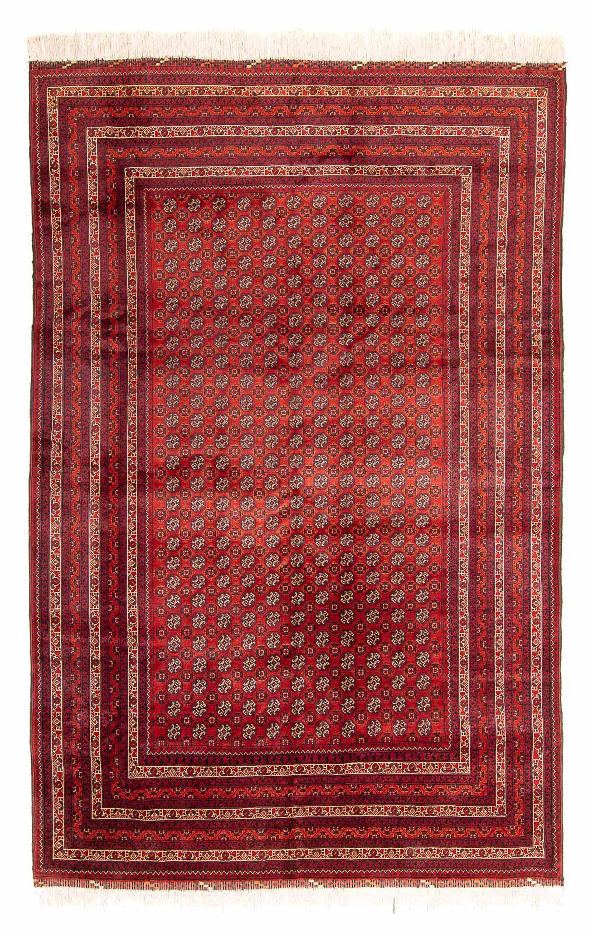 300 rechteckig, - - Afghan mit Handgeknüpft, Einzelstück Orientteppich cm mm, Wohnzimmer, 7 morgenland, Höhe: 200 - Buchara x rot, Zertifikat