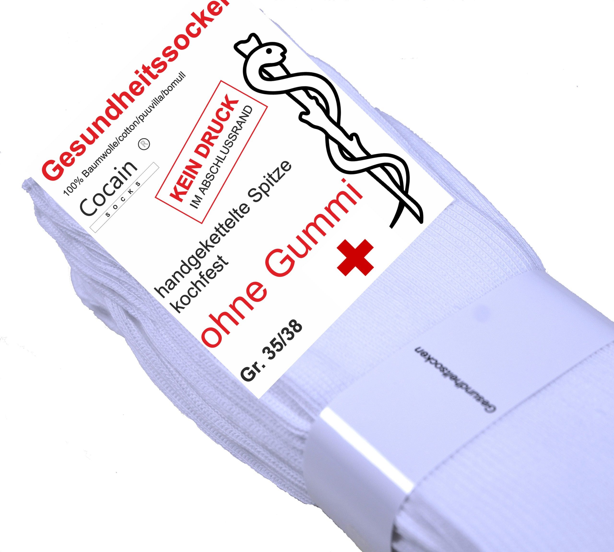 Cocain underwear Gesundheitssocken 10 x Arzt-Socken Krankenschwester weisse Socke kochfest ohne Gummi 100 (10-Paar) kochfest - 100% Baumwolle - für Diabetiker g – Bild 2 von 5