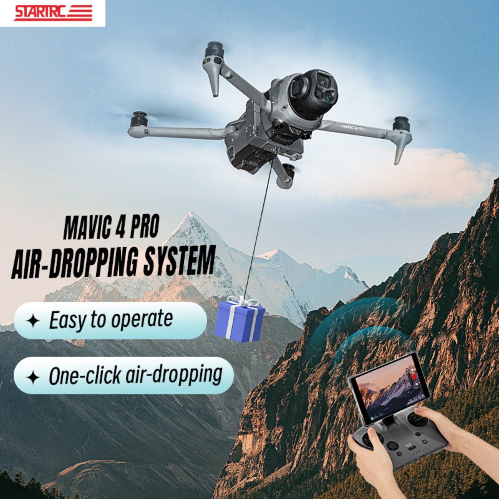 STARTRC Action Cam-Halterung Abwurfsystem für DJI Mavic 4 Pro mit Lichtsensor Halterung