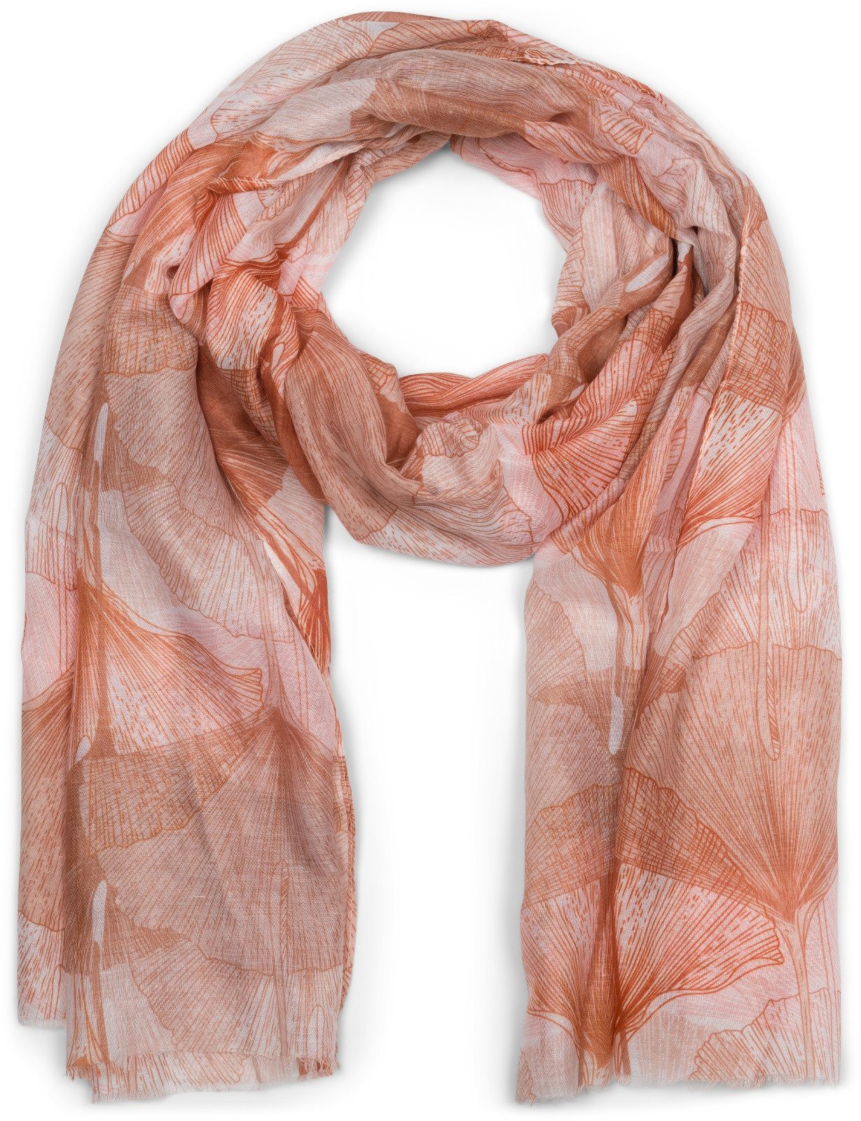 styleBREAKER Modeschal Langer Schal Ginkgo Leaves, günstig online kaufen