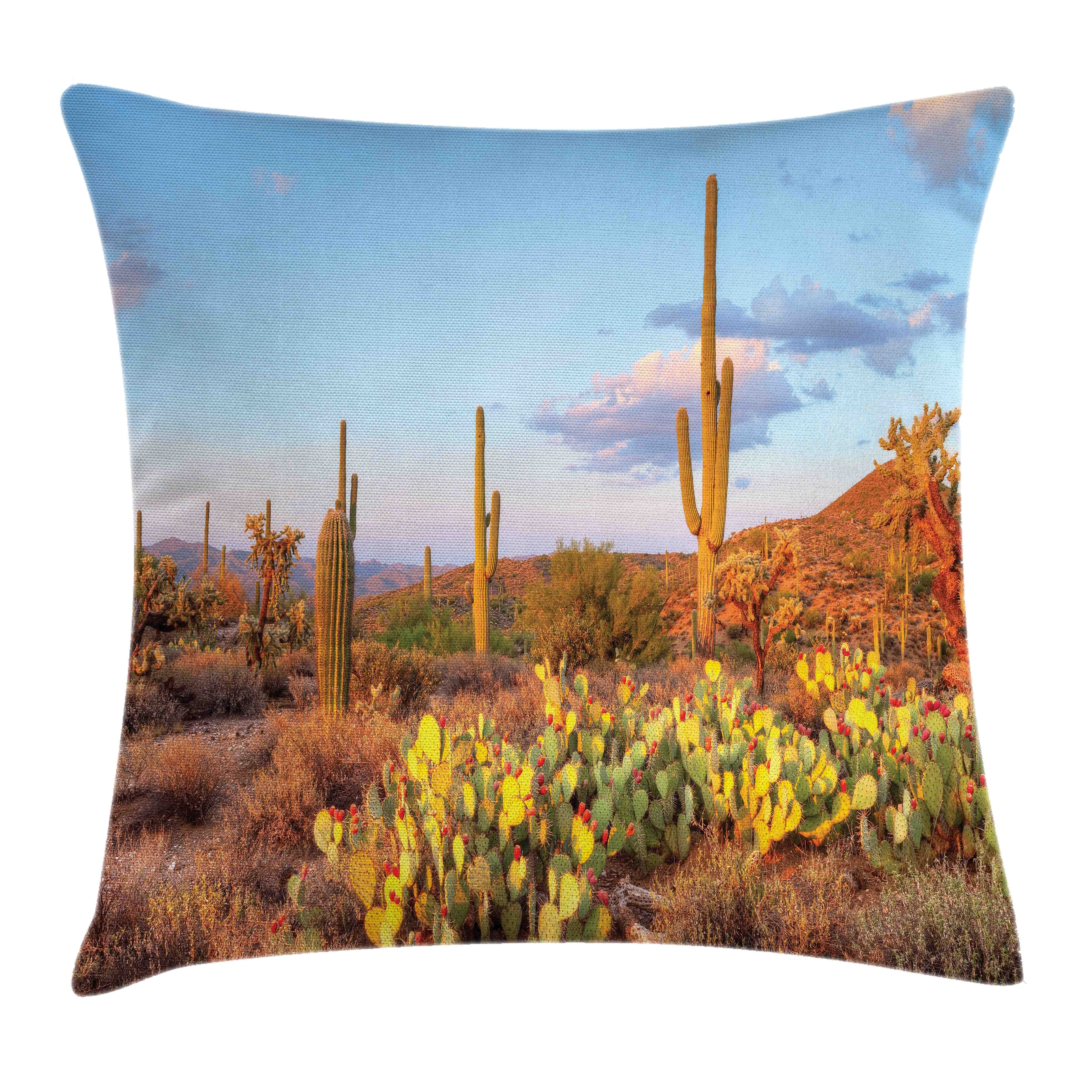 Kissenbezüge Waschbar mit Reißverschluss Kissenhülle mit Farbfesten Klaren Farben Beidseitiger Druck, Abakuhaus (1 Stück), Arizona Cacti in Sonora-Wüste