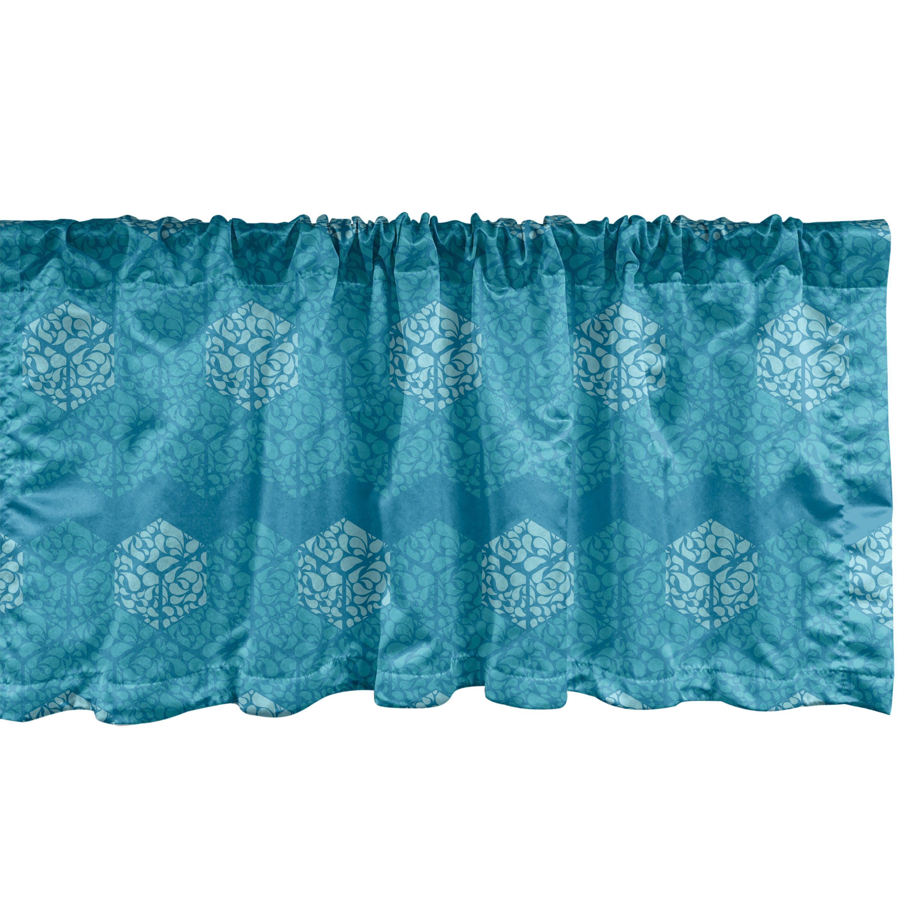 Scheibengardine Vorhang Volant für Küche Schlafzimmer Dekor mit Stangentasche, Abakuhaus, Microfaser, Abstrakt Drops in Blue Hexagons