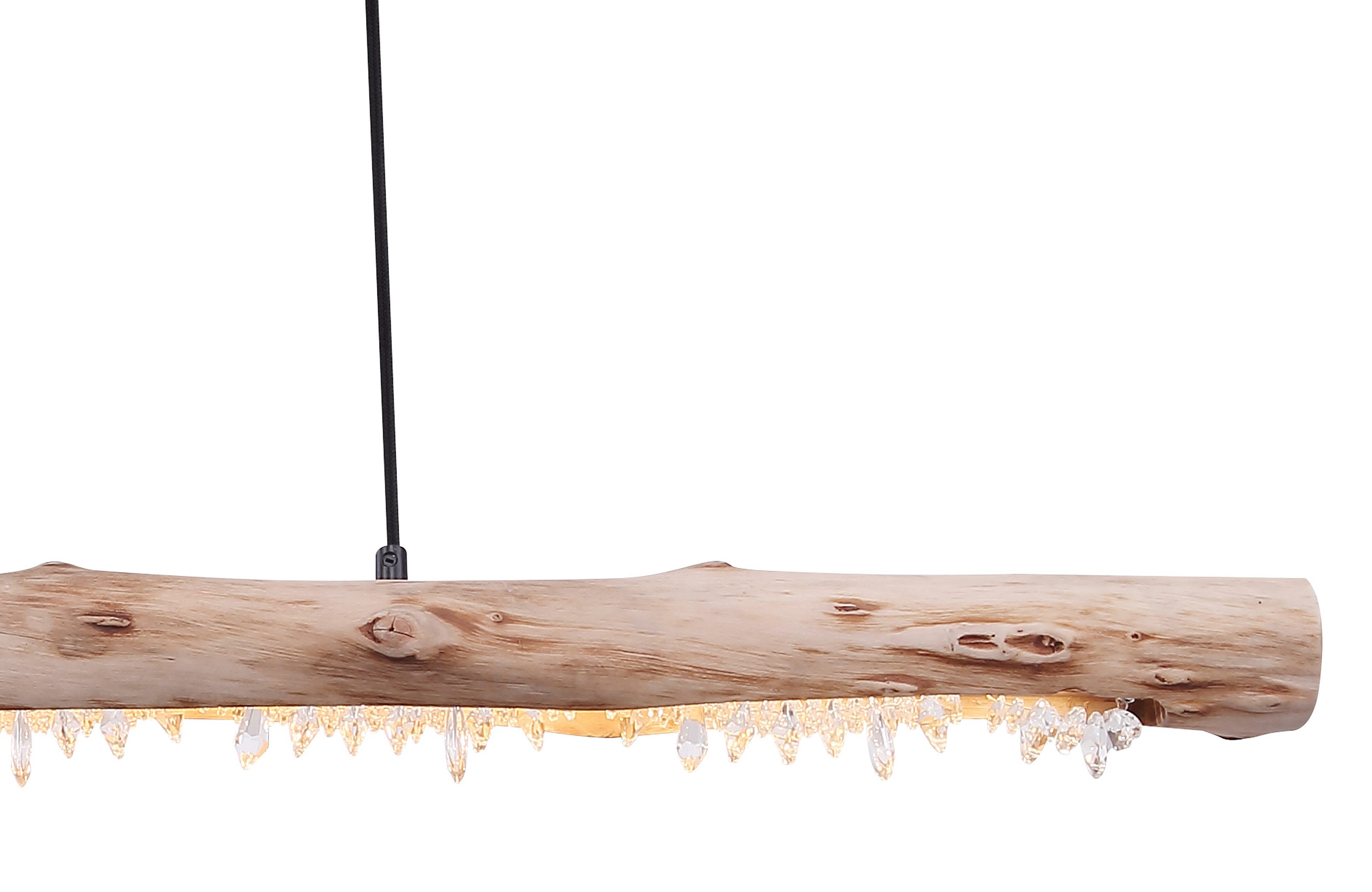 GLOBO LIGHTING Hängeleuchte FELICITAS, LED fest integriert, Warmweiß, Hängeleuchte Schwarz/Holz, Acrylkristalle, Stufenschalter, LED 15W – Bild 5 von 5