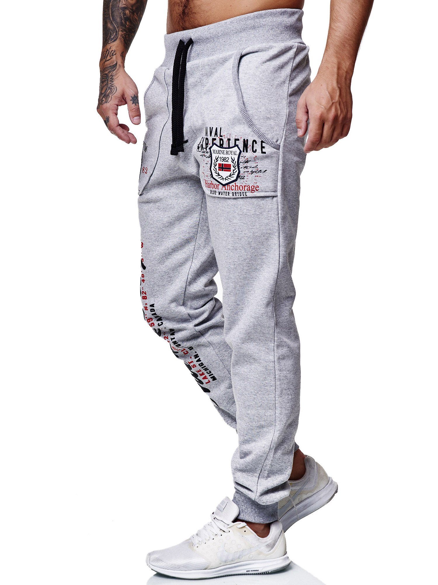 Grau Casual 1-tlg) JG-3628C Freizeit Jogginghose (Sporthose Sweatpants, OneRedox Trainingshose Fitness