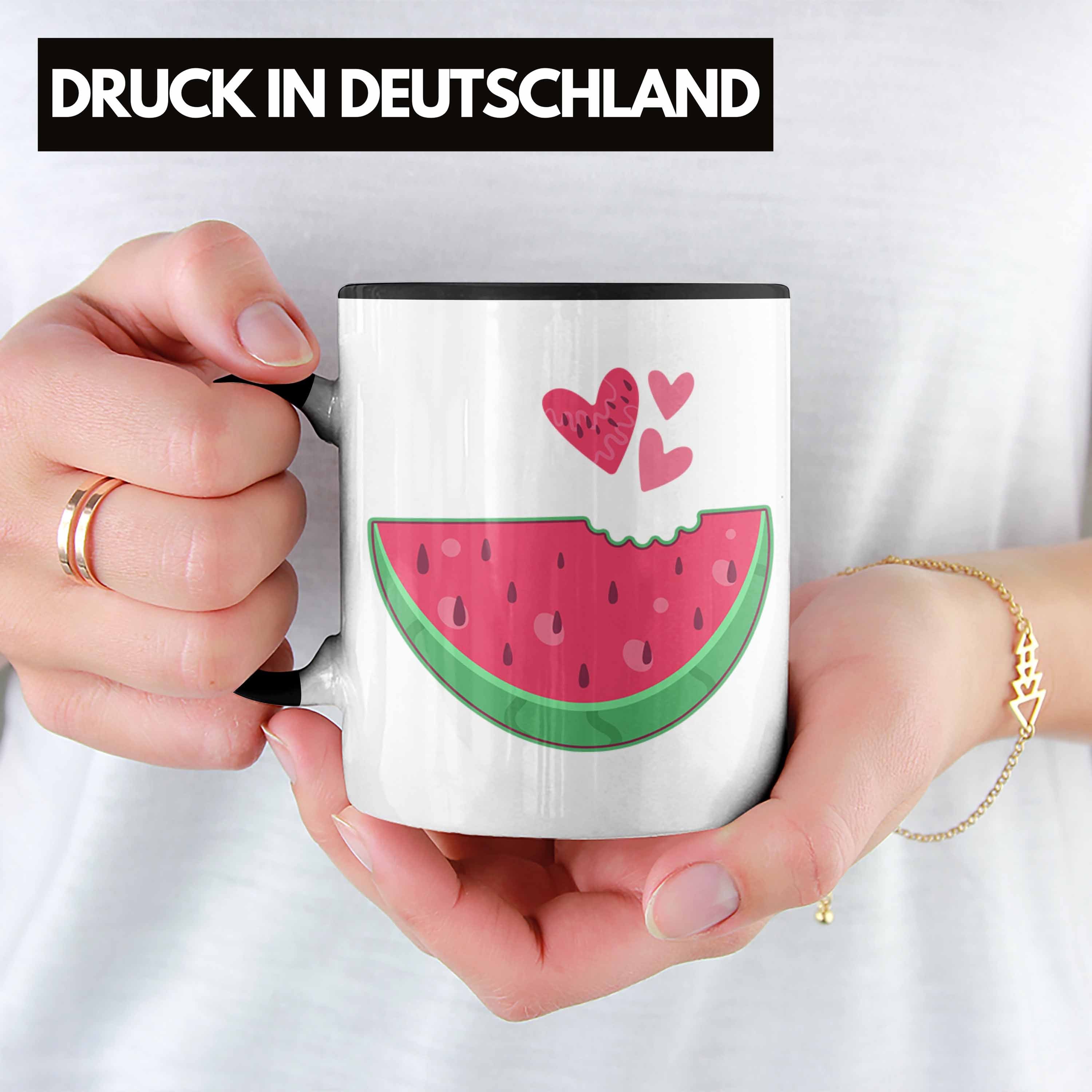 Melonen-Liebhaber Tasse Trendation Geschenkidee Geschenk Trendation - Melone Tasse Sommer Grafik Schwarz