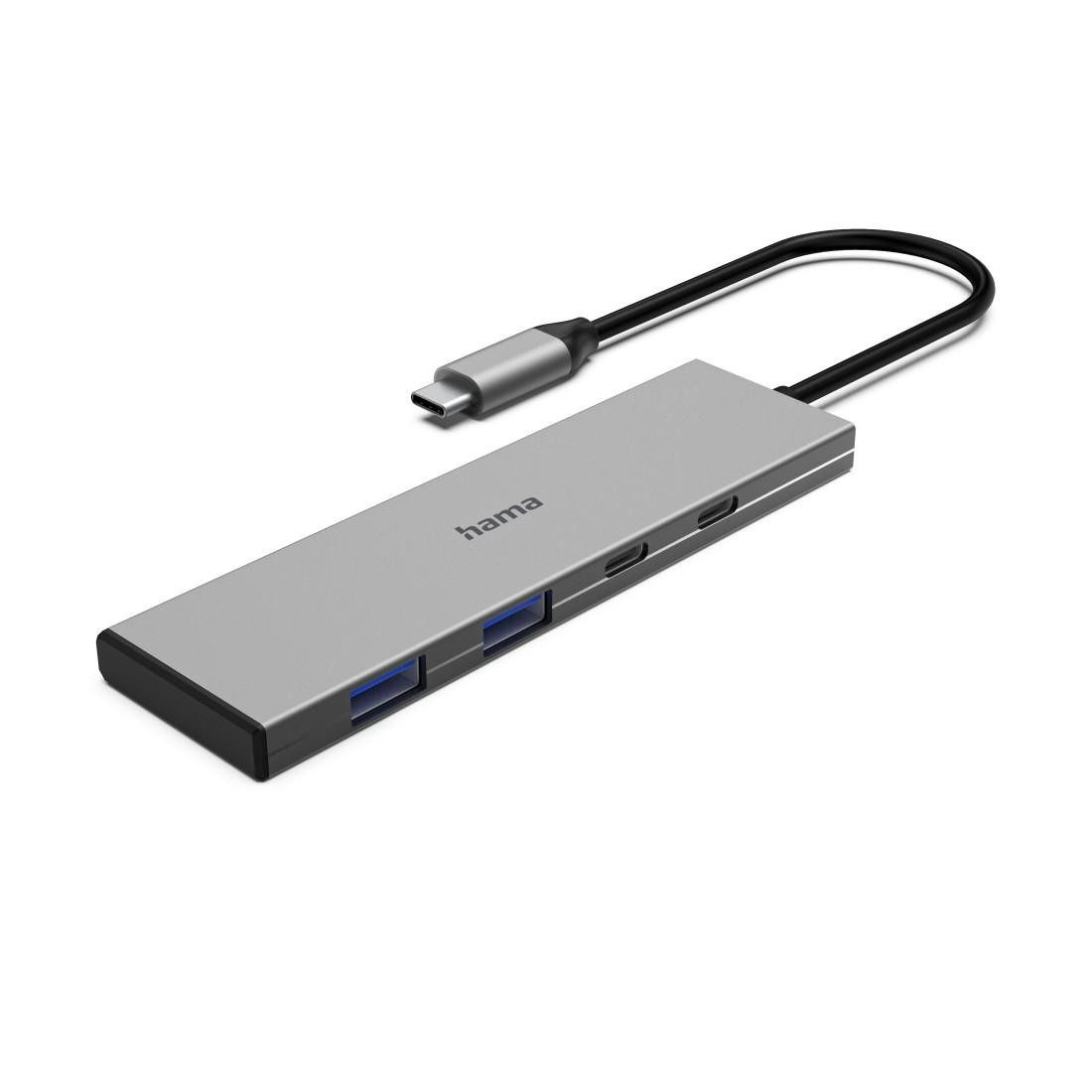 Hama 00200147 USB-C-Hub, 4 Ports – 2xUSB-A 2xUSB-C, USB 3.2 Gen2 10 Gbit/s USB-Adapter