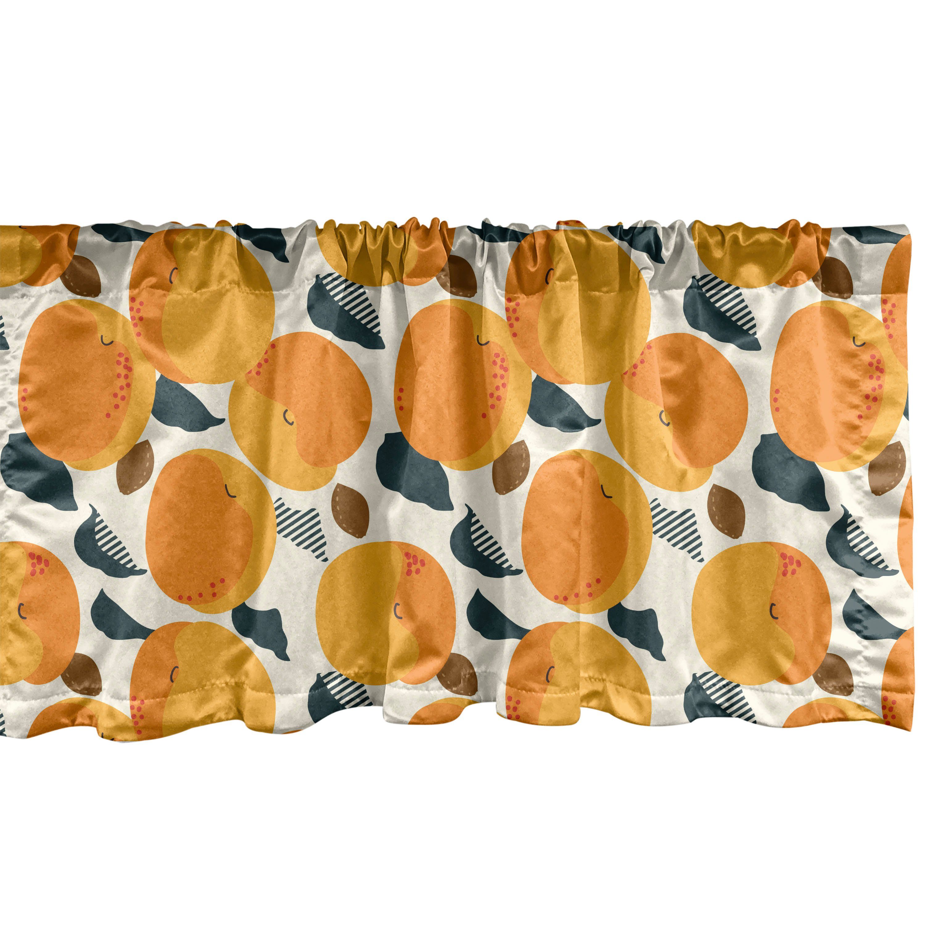 Scheibengardine Vorhang Volant für Küche Schlafzimmer Dekor mit Stangentasche, Abakuhaus, Microfaser, Früchte Sommer Aprikose Zweige Kunst