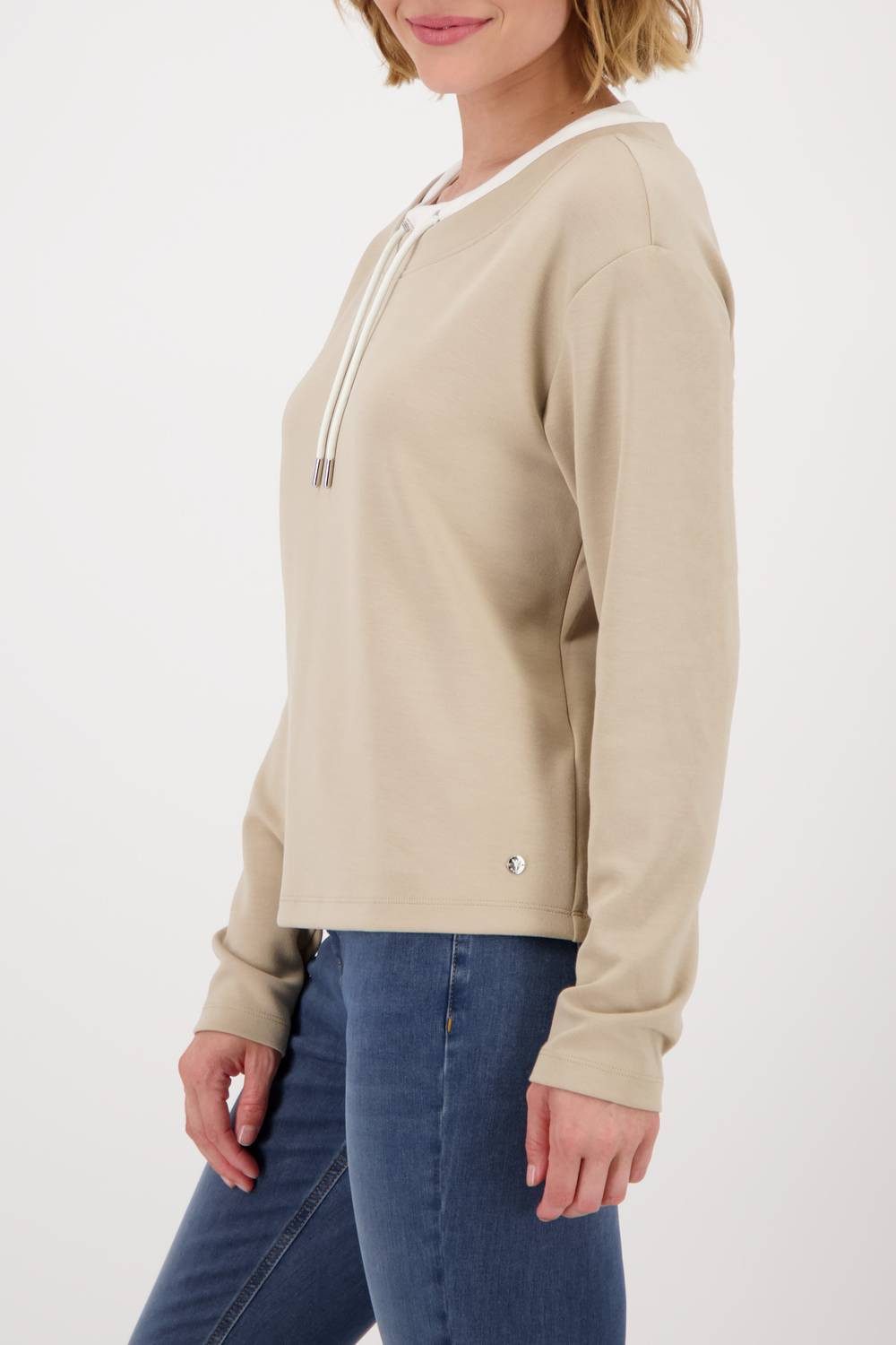 Monari Sweatshirt Schmuckdetails Tunnelzug mit Bindeband günstig online kaufen