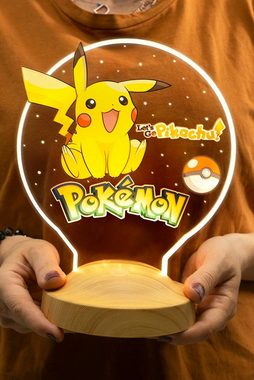 Geschenkelampe LED Nachttischlampe Pikachu 3D Nachtlicht Pokemon Fans Babyzimmer Deko, Leuchte 7 Farben fest integriert, Geschenk für Jungen, Mädchen, Geburtstagsgeschenk