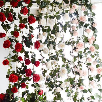 Kunstblume Künstliche Rosen Girlanden Rosenreben Blätter Hängende Girlanden, Rnemitery