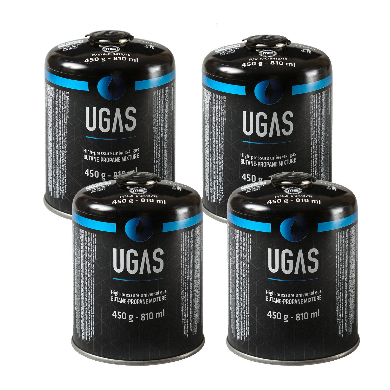 GORANDO Gaskartusche 4x Gaskartusche Butan/Propan 450g Universal Gas für Camping Gaskocher