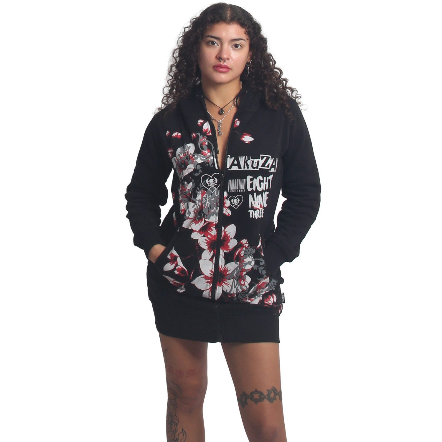 YAKUZA Kapuzensweatjacke Hanami mit lässigen, langen Schnitt