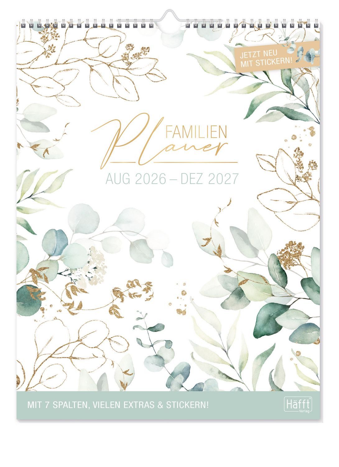 Häfft Familienkalender Familienplaner XXL 26/27 Wand-Kalender 7-spaltig 17 Monate [Blattgold]