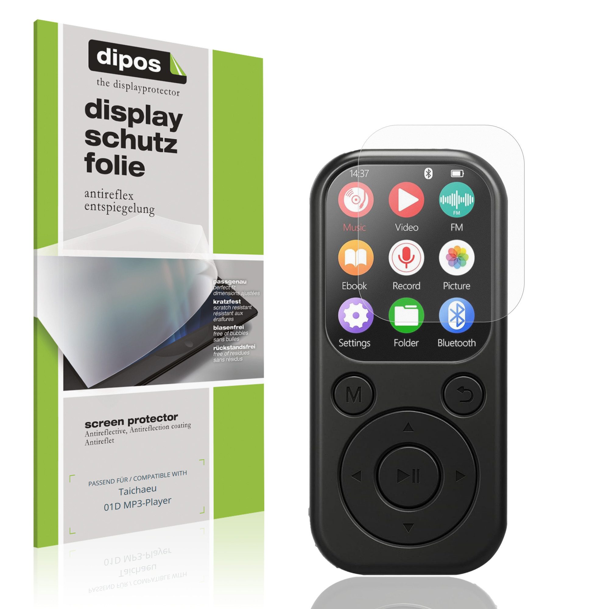 dipos Displayschutzfolie Schutzfolie für Taichaeu 01D MP3-Player, 4 Stück, Displayschutz Schutz Folie Made in Germany