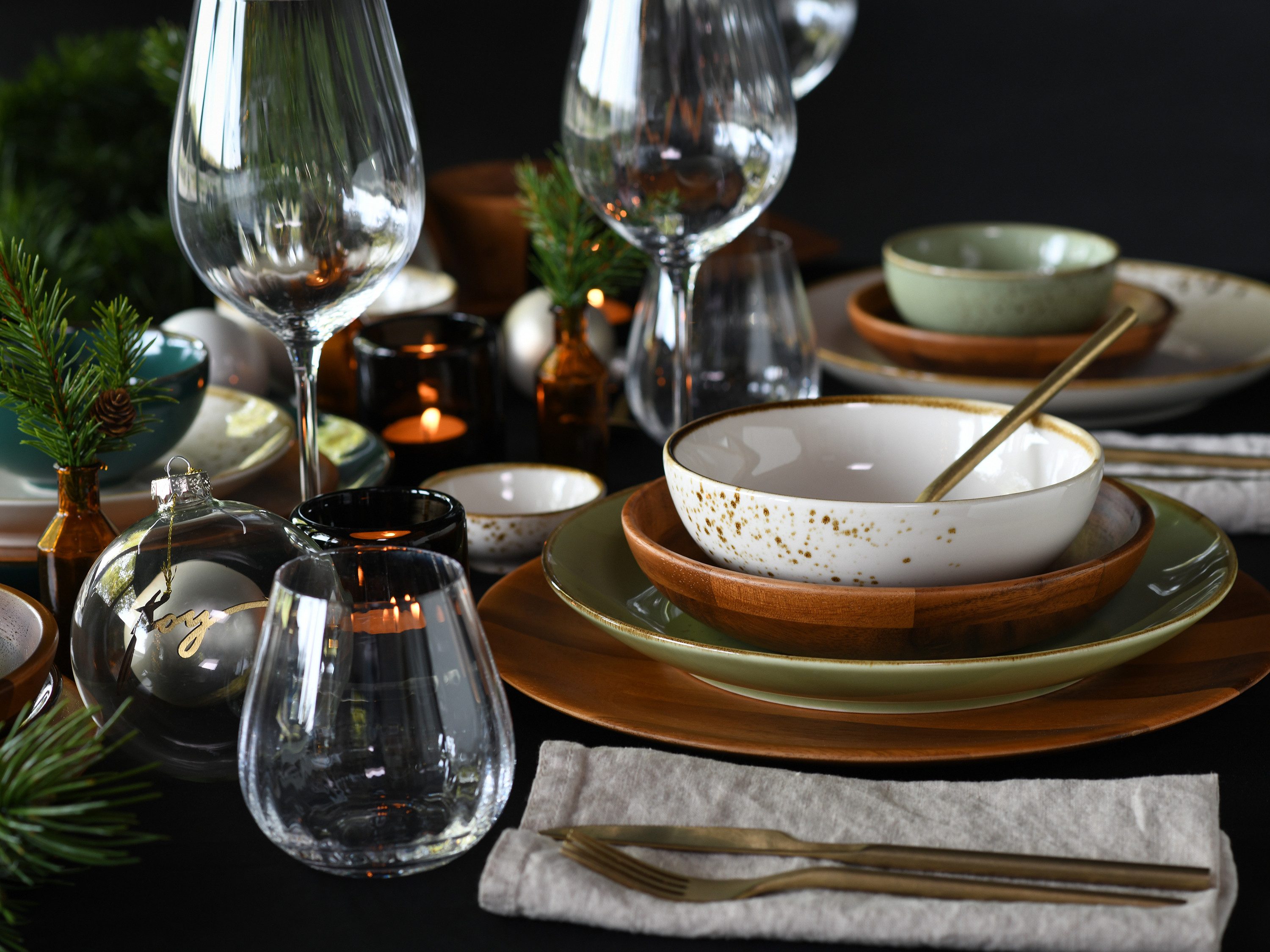 CreaTable Schale Nature Collection Akazienholz, Holz, (Set, 4-tlg)