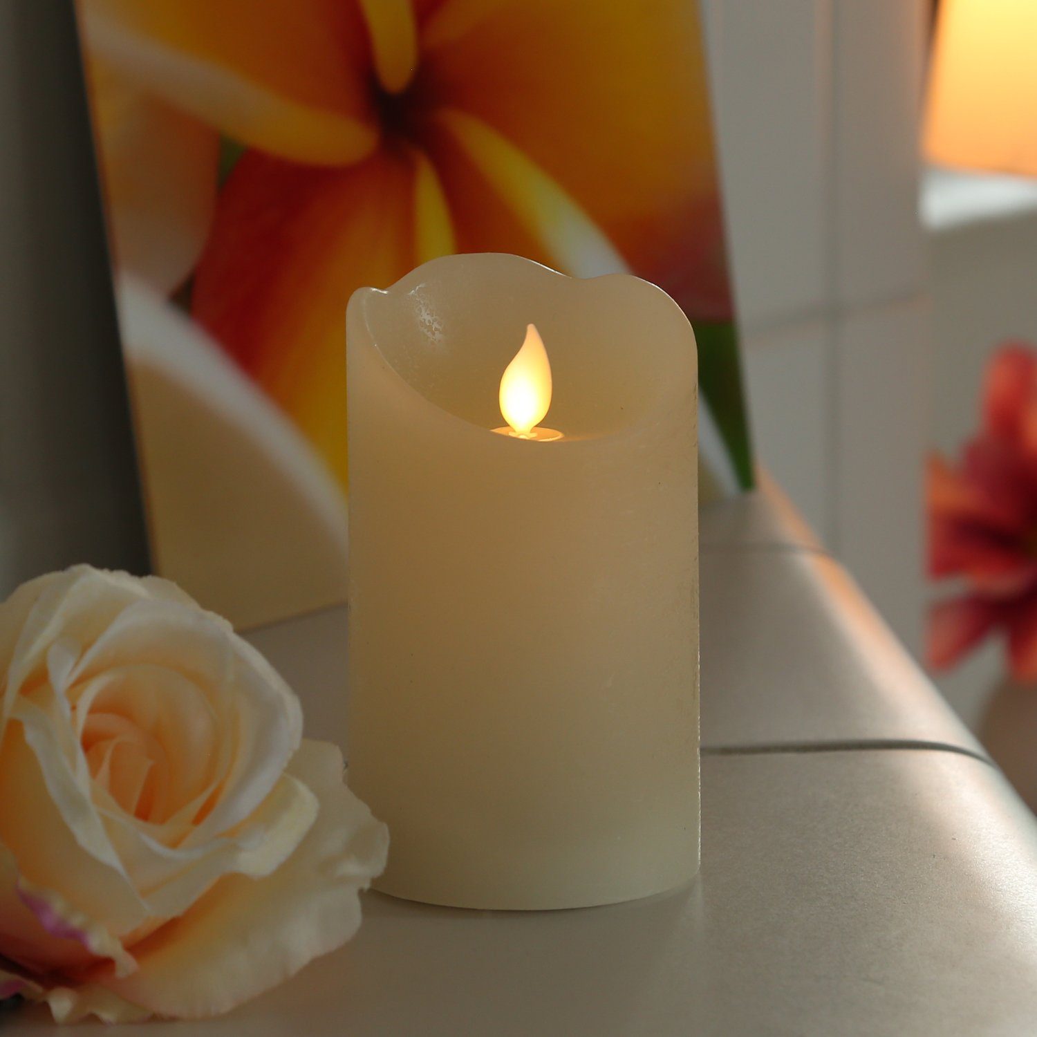 MARELIDA LED-Kerze mit beweglicher Flamme Echtwachs Rustik-Optik H: 12,5cm günstig online kaufen