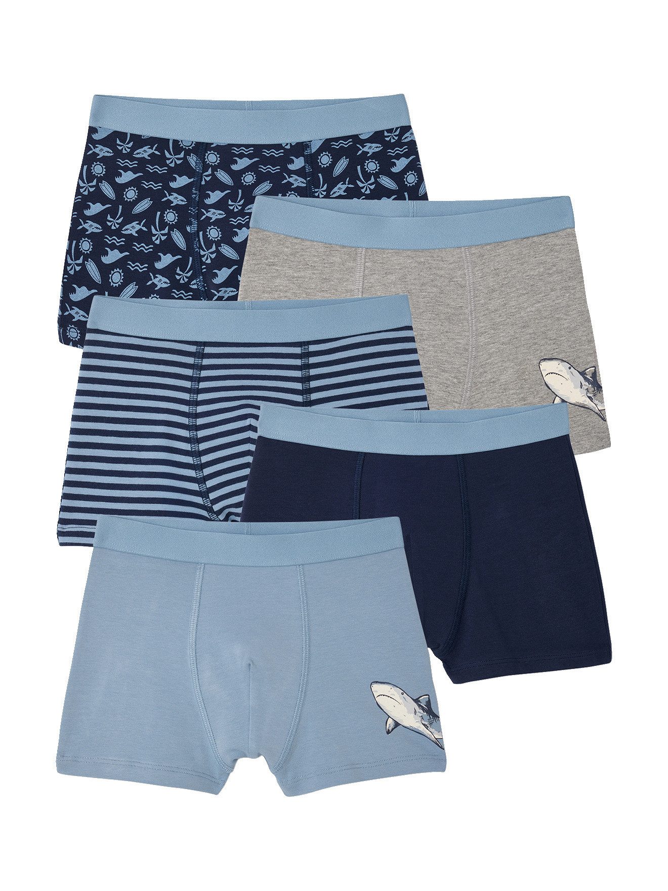 vertbaudet Boxershorts Boxershorts mit Hai-Motiven, Jungen, Bio-Baumwolle 5er-Pack