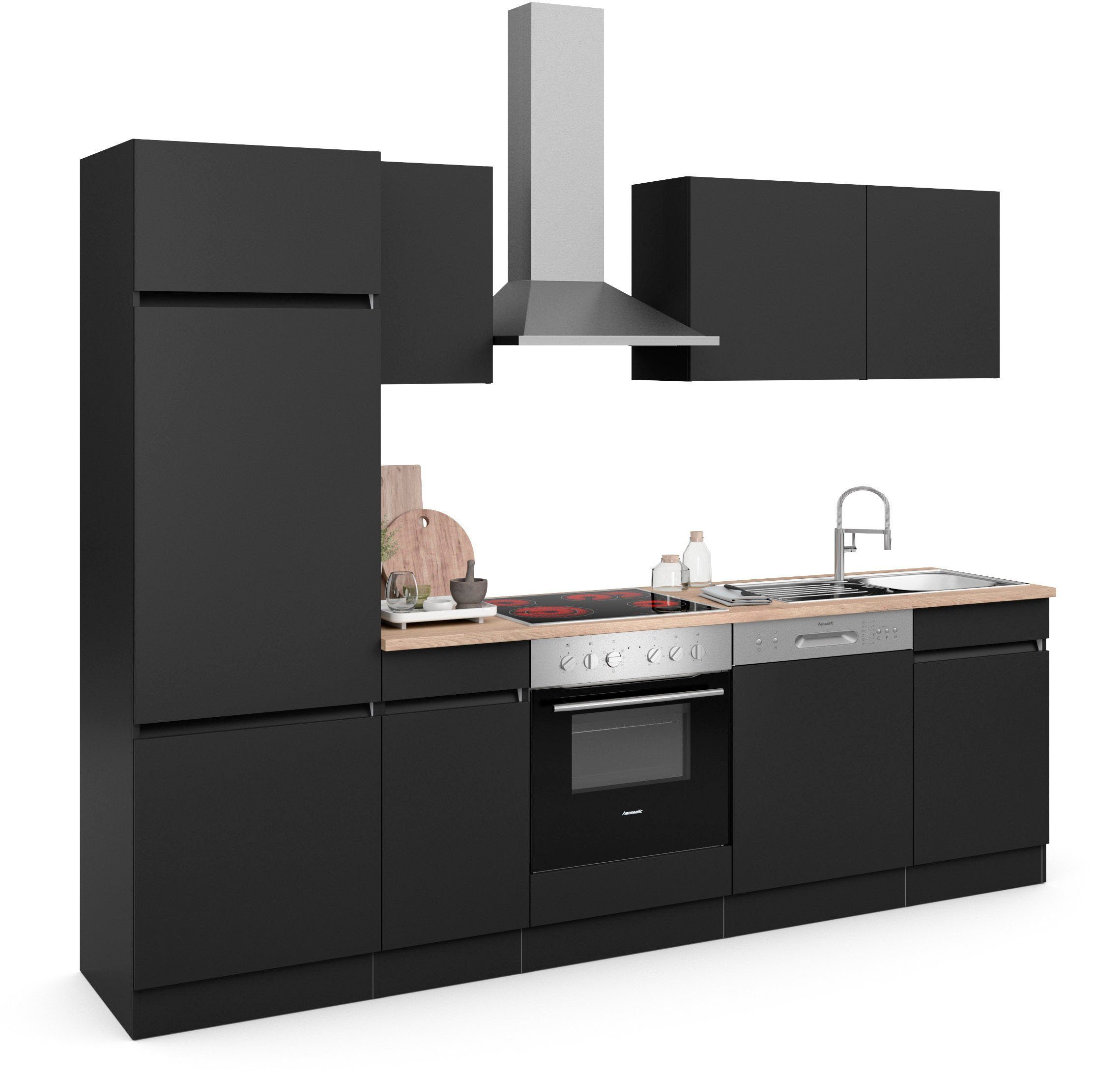 anthrazit Küche mit Hanseatic-E-Geräte Safeli, ohne Breite anthrazit/anthrazit OPTIFIT oder cm, 270 wahlweise |