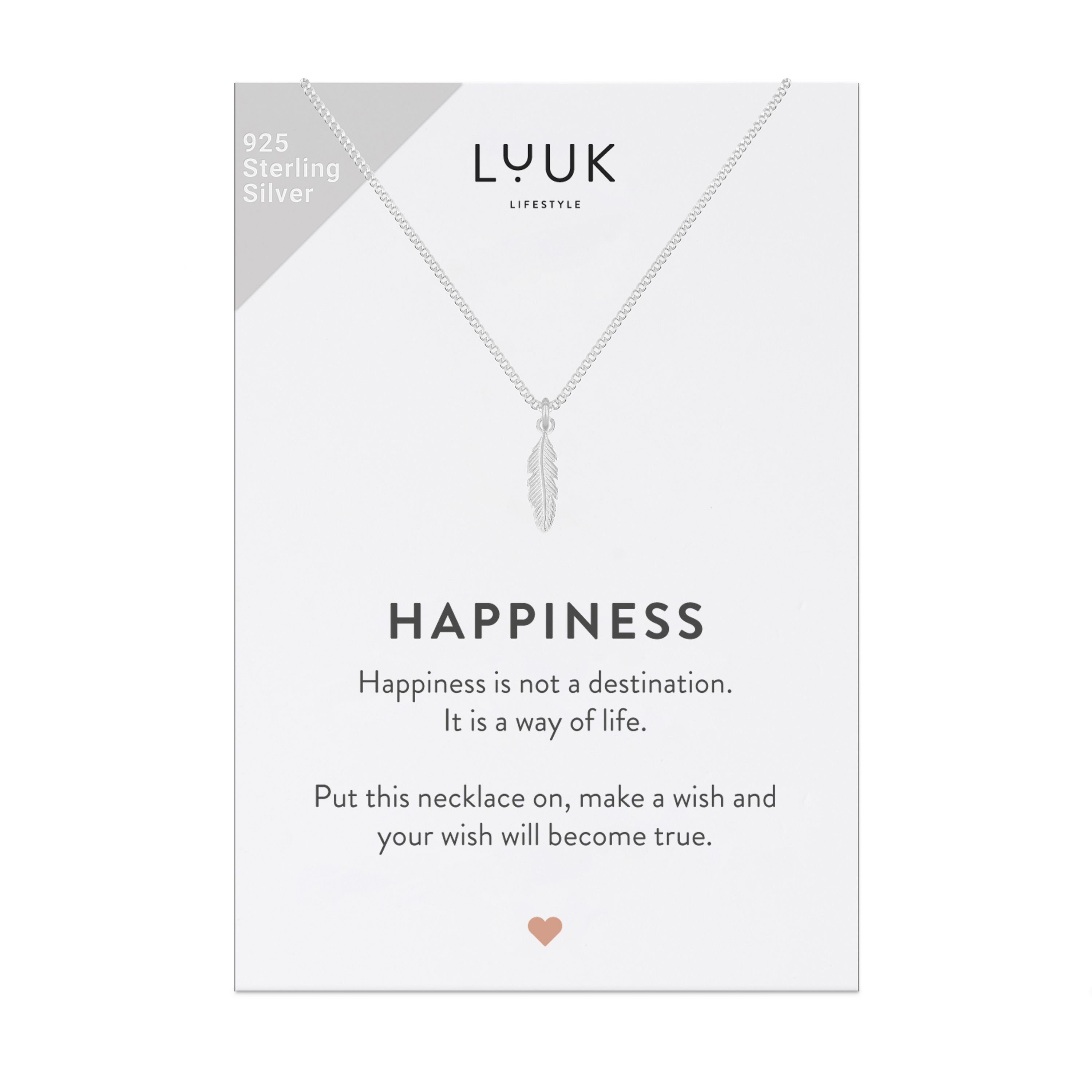 LUUK LIFESTYLE Silberkette Feder, aus reinem Sterling Silber 925, modernes Boho Design