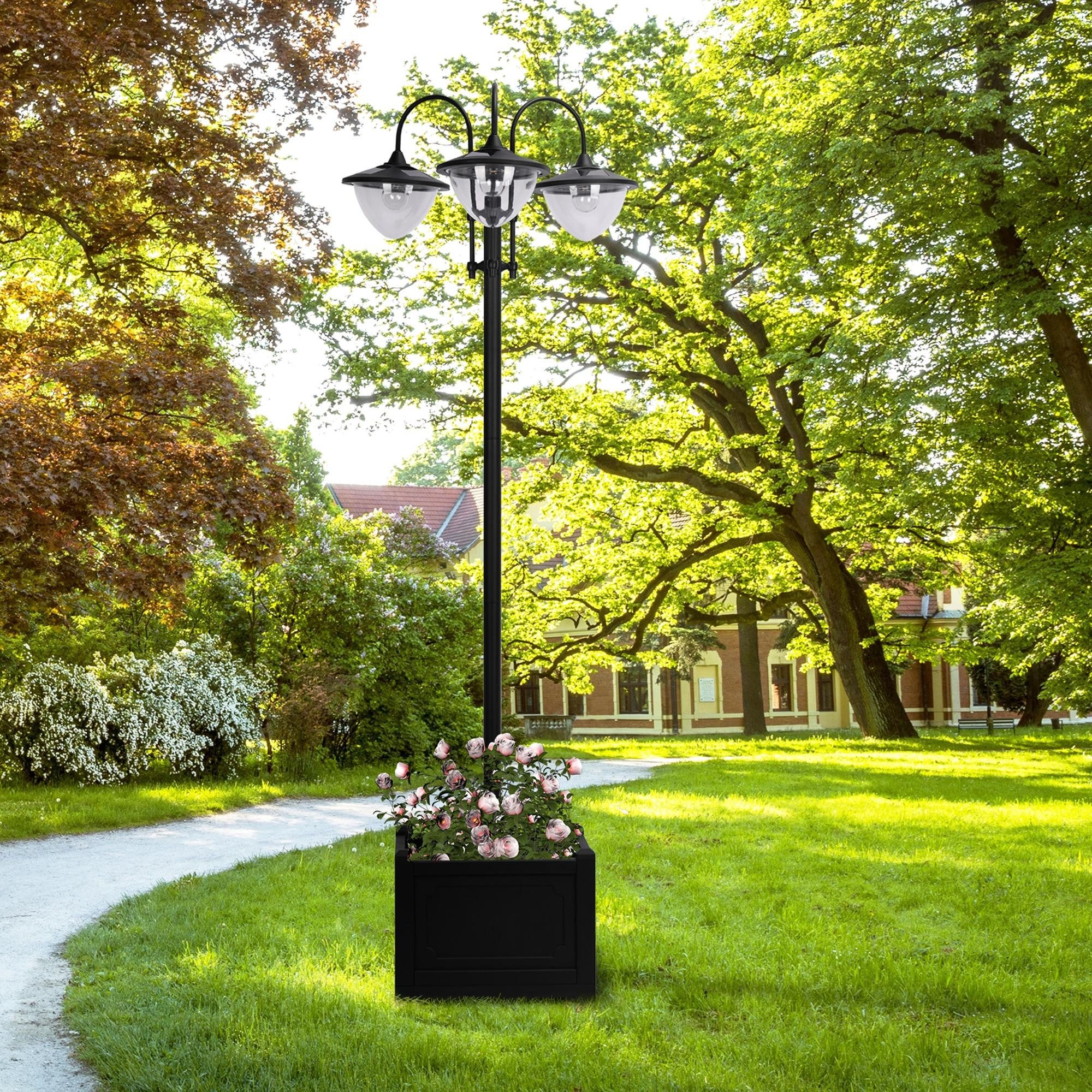 furnicato Gartenleuchte Solar Laterne Stehleuchte 189 cm, Metall, Schwarz, IP44 – Bild 2 von 5
