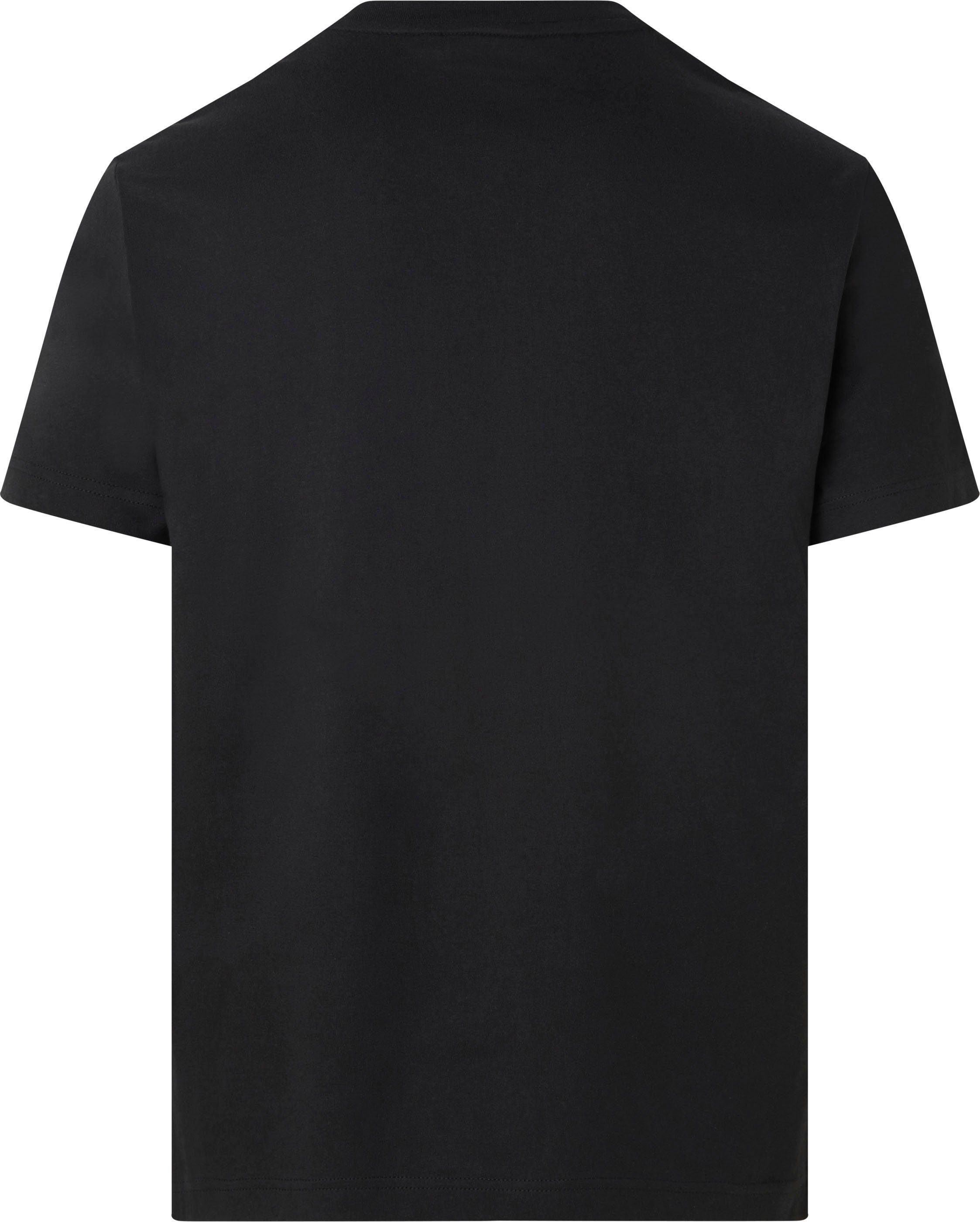 Calvin Klein Kurzarmshirt mit Calvin Brust auf schwarz Logo Klein der