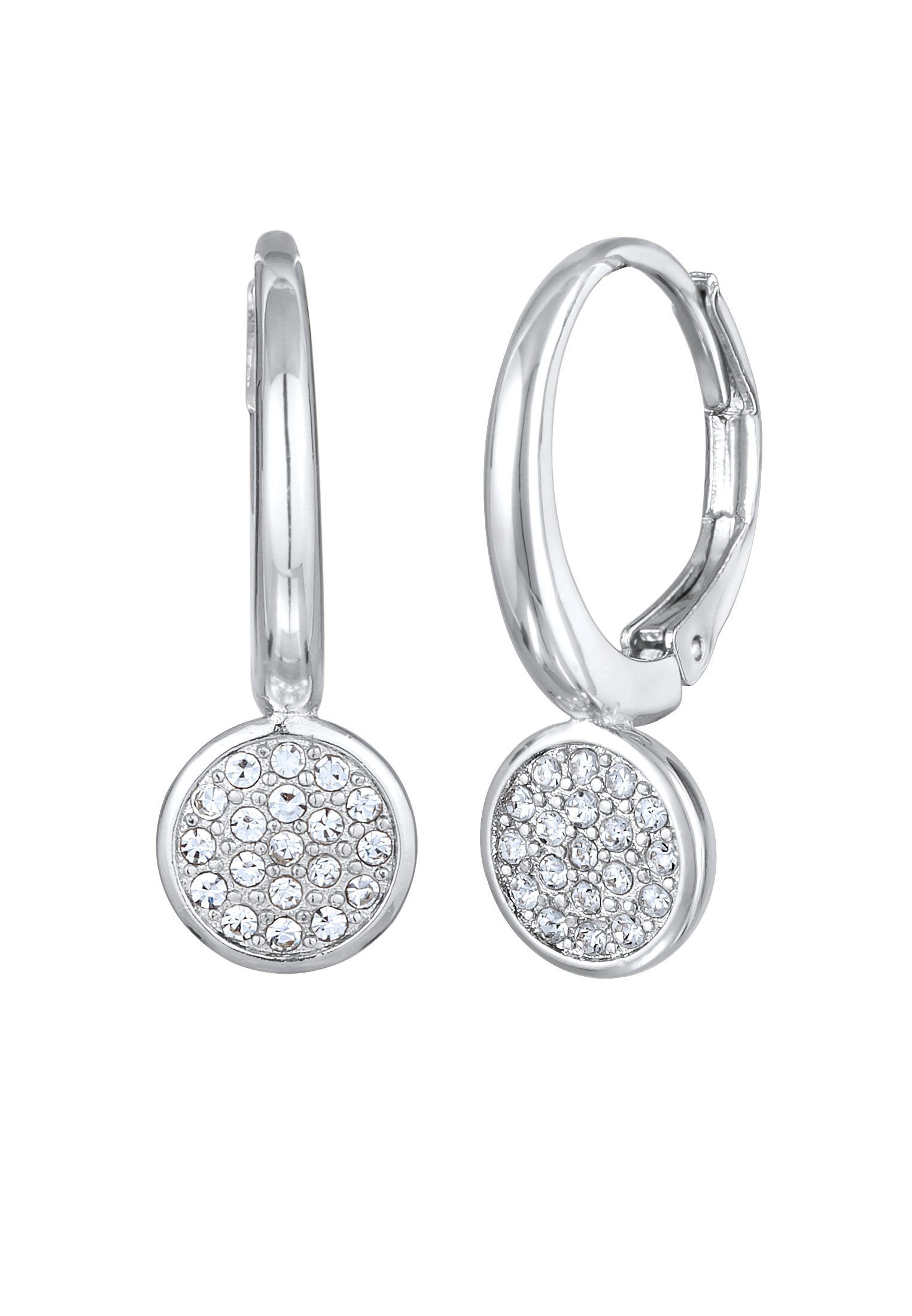 Elli Paar Creolen Ohrhänger Plättchen Kristalle Anhänger Silberfarben, Plät günstig online kaufen