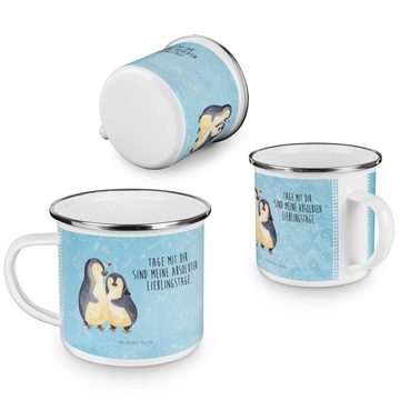 Mr. & Mrs. Panda Becher Pinguin umarmen - Eisblau - Geschenk, Liebe, glücklich, Umarmung verl, Emaille, Hochkratzfest