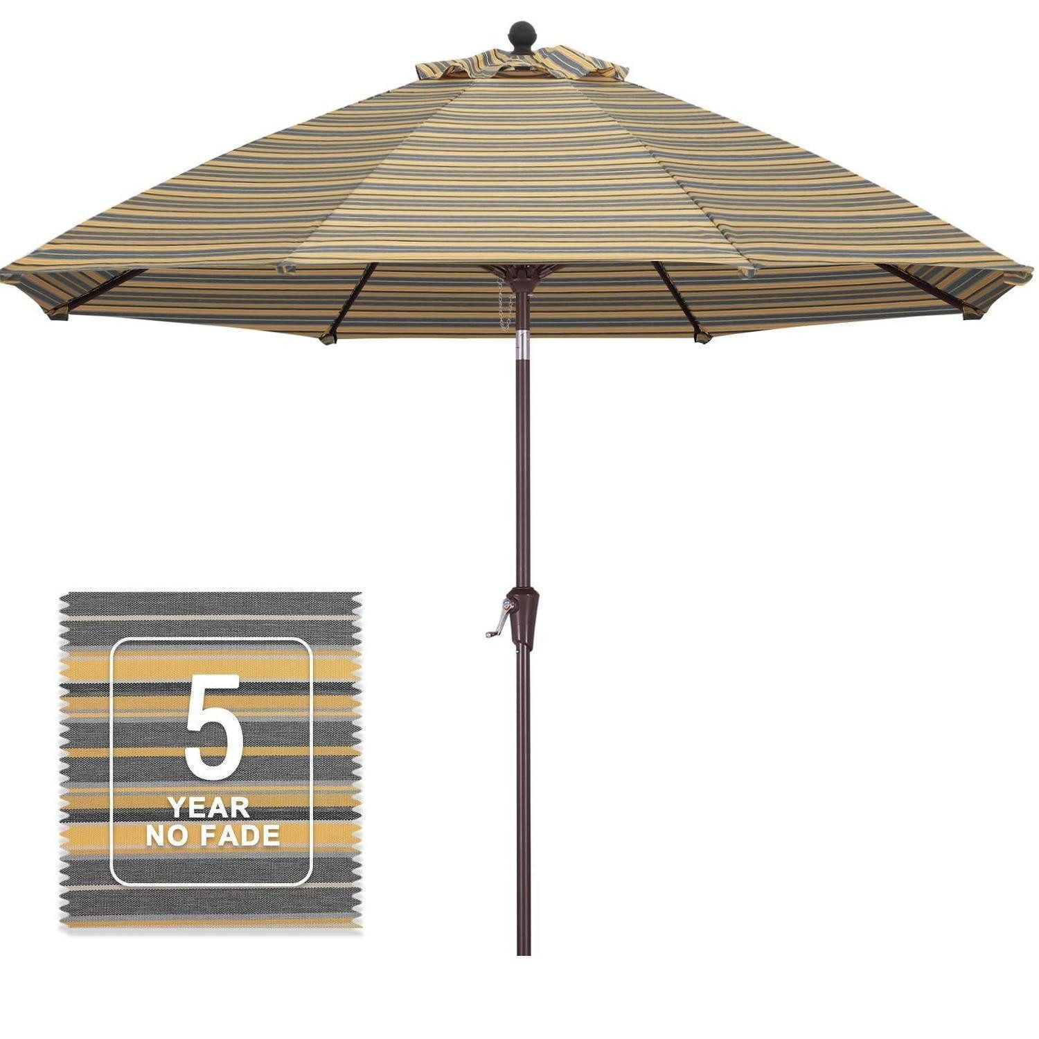 LuxusKollektion Sonnenschirm Sonnenschirm 270cm Olefin Grau-Gelb