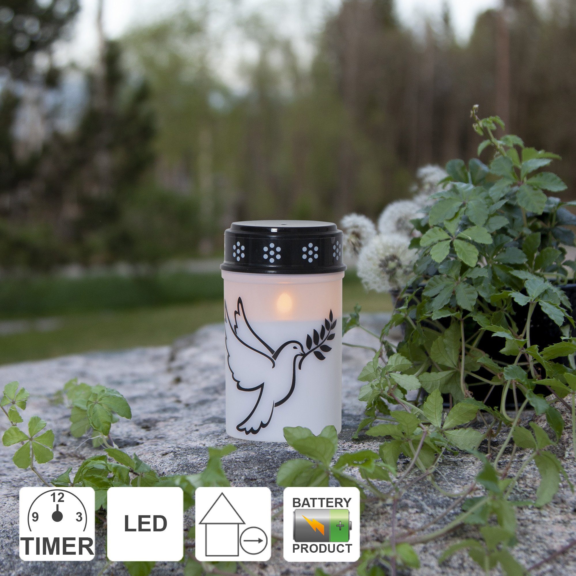 STAR TRADING LED-Kerze Grabkerze Dove (1-tlg)