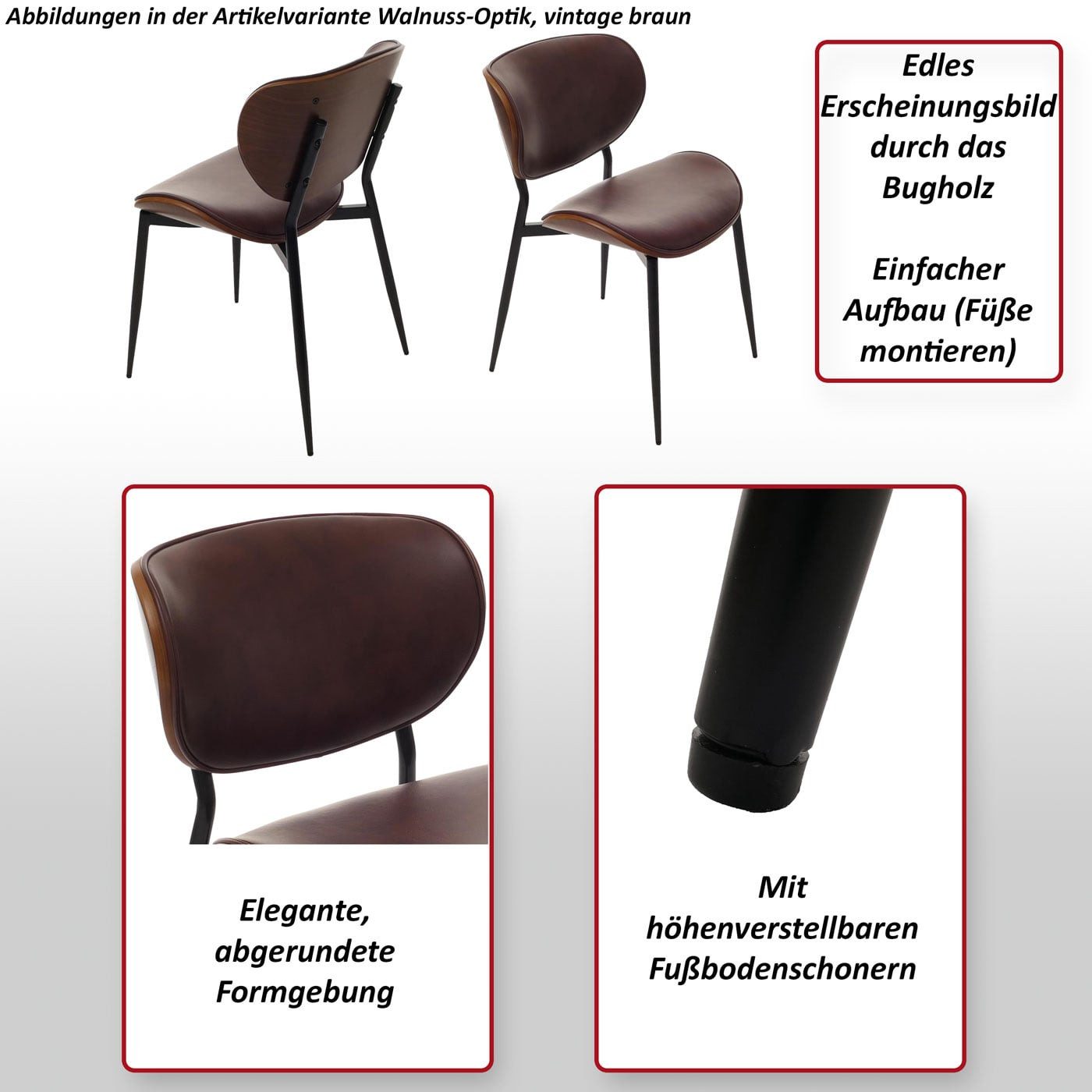 MCW Esszimmerstuhl MCW-O45-K (Set, 2 St), Einfacher Aufbau (Füße montieren)