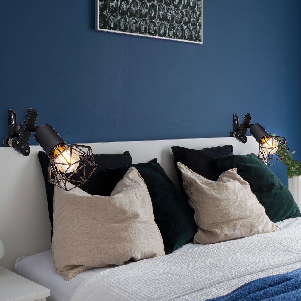 GLOBO LIGHTING Klemmleuchte, Leuchtmittel nicht inklusive, Bettleuchte klemmbar Klemmspot Industrial schwarz Leselampe mit