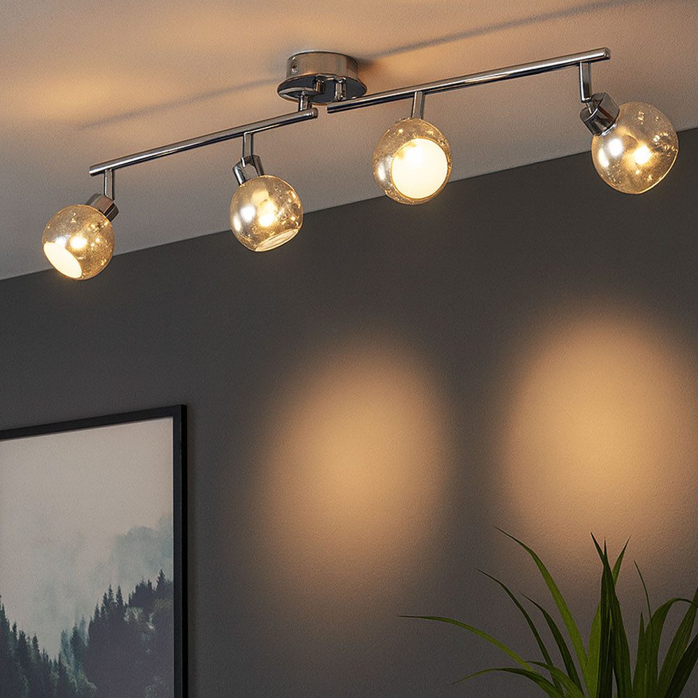 WOFI Deckenspot, Leuchtmittel nicht inklusive, Deckenlampe Deckenstrahler Spotleiste Deckenleuchte Chrom silber, 4