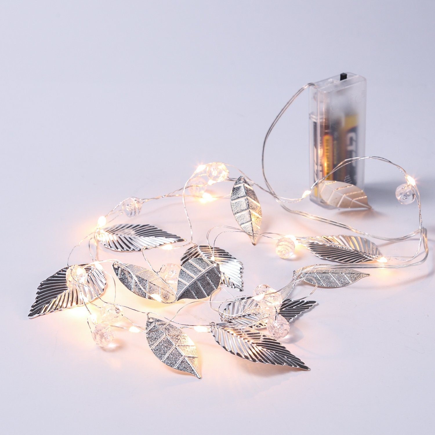 MARELIDA LEDLichterkette »LED Drahtlichterkette silberne Blätter und