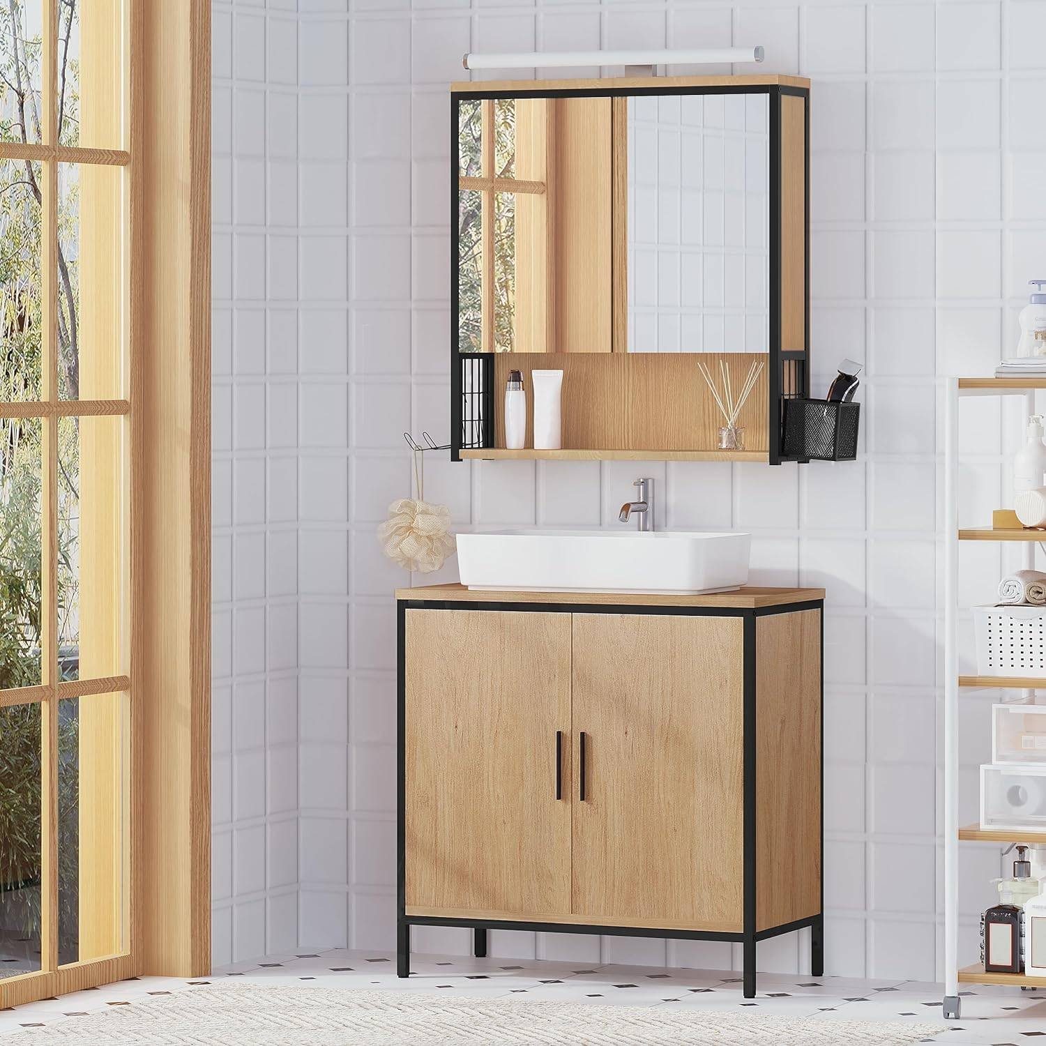 EUGAD Spiegelschrank (1-St) mit Beleuchtung hängend aus MDF Metall günstig online kaufen