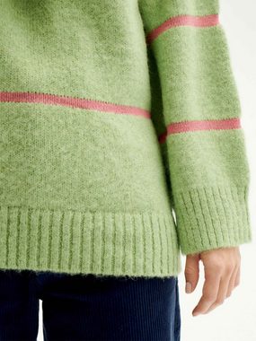 Thinking Mu Rundhalspullover Parrot Green Madi Stripes Knitted Sweater