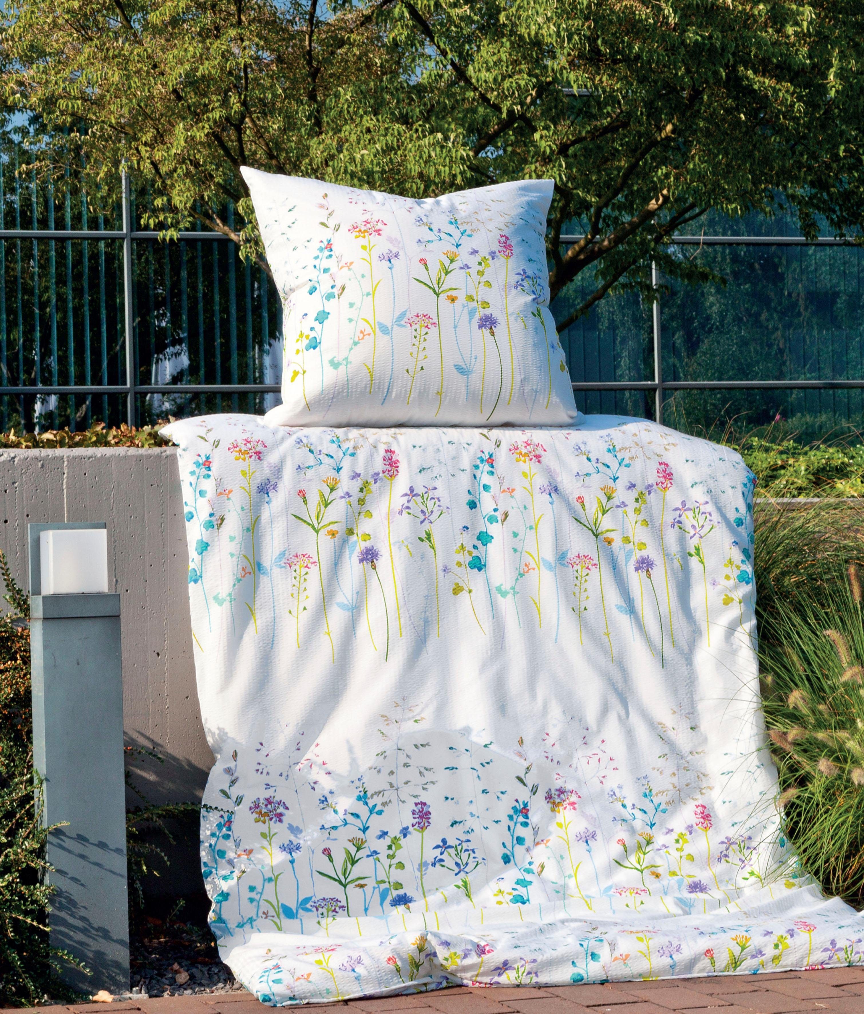 Janine Bettwäsche Tango 20062, Soft-Seersucker, 2 teilig, mit floralem Muster