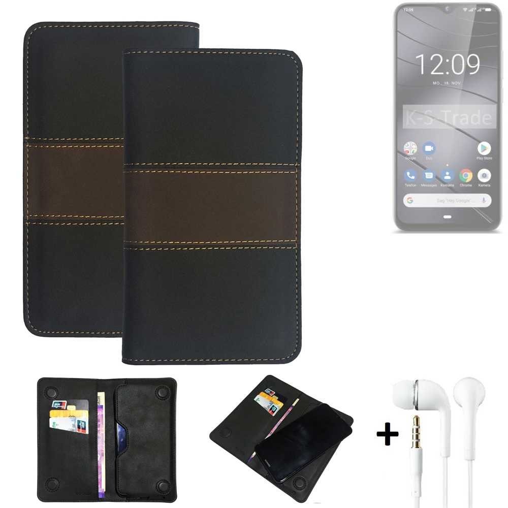 K-S-Trade Handyhülle für Gigaset GS290, Handyhülle + Kopfhörer Schutzhülle Walletcase Bookstyle Tasche