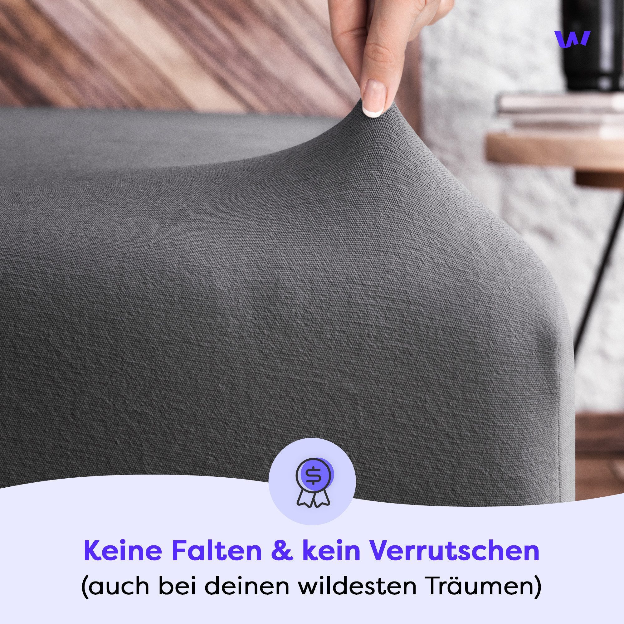 Wolkenfeld Spannbettlaken Boxspringbett Bettlaken - Spannbetttuch für Matratzen bis 40cm, Jersey, Gummizug: rundum, (1 Stück), Elastisch & Rutschfest: 90x200, 1 – Bild 4 von 5