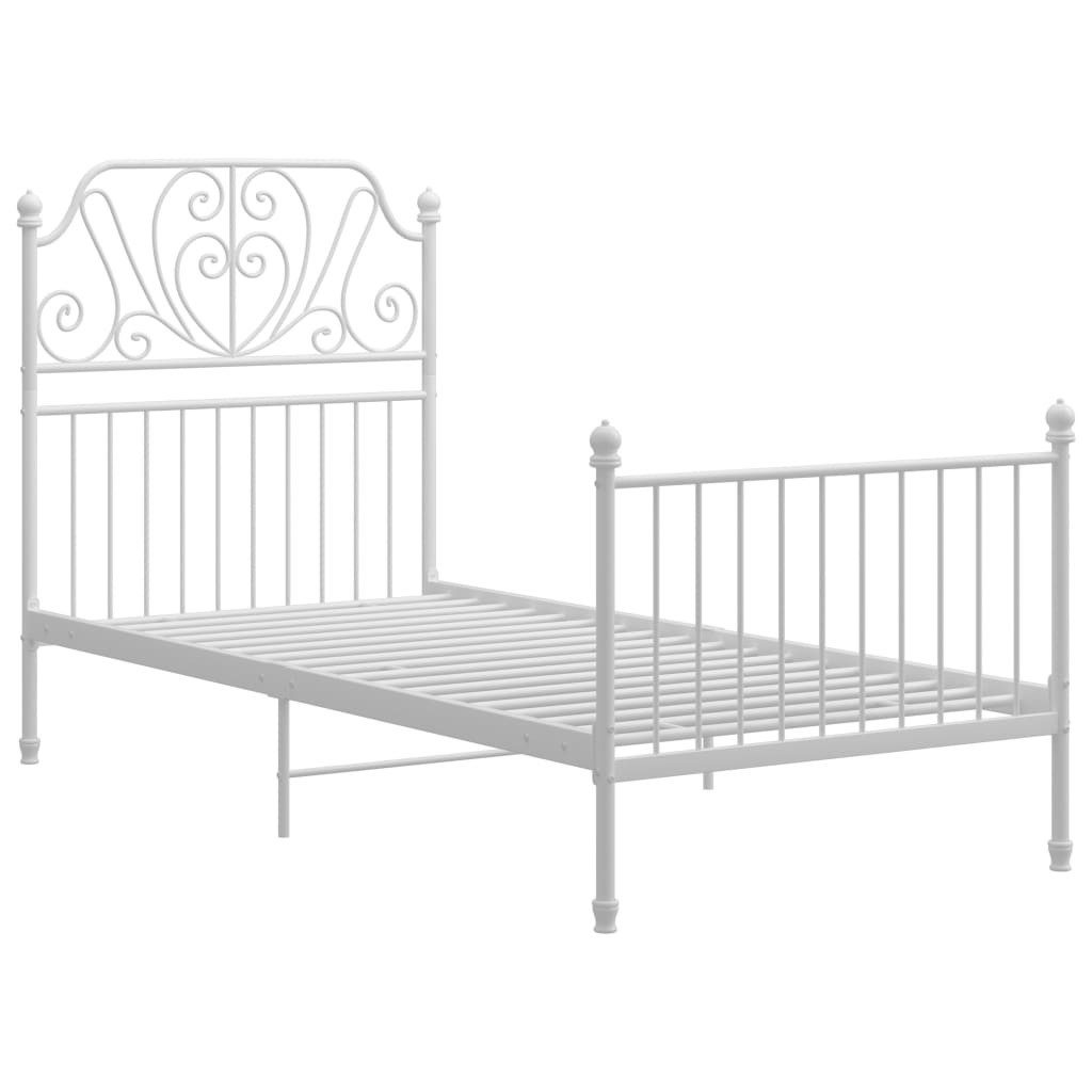 vidaXL Bettgestell, Bettrahmen Weiß Metall 100x200 cm