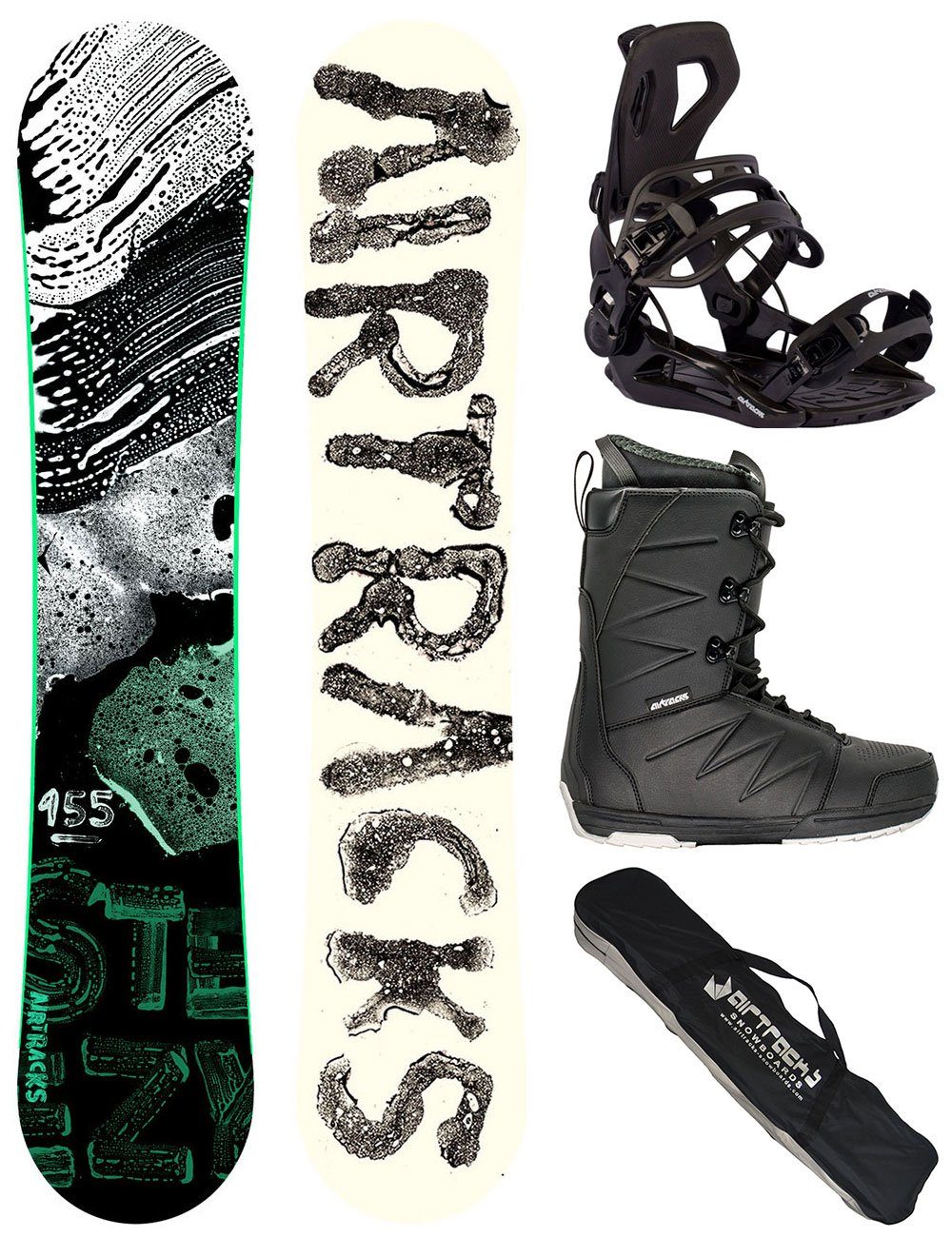 Airtracks Snowboard Snowboard Komplett Set Steezy Wide » Mod. 24 (4 St., 4er Pack), Snowboard + Bindung Master + Boots + Bag / 145 150 155 160 cm