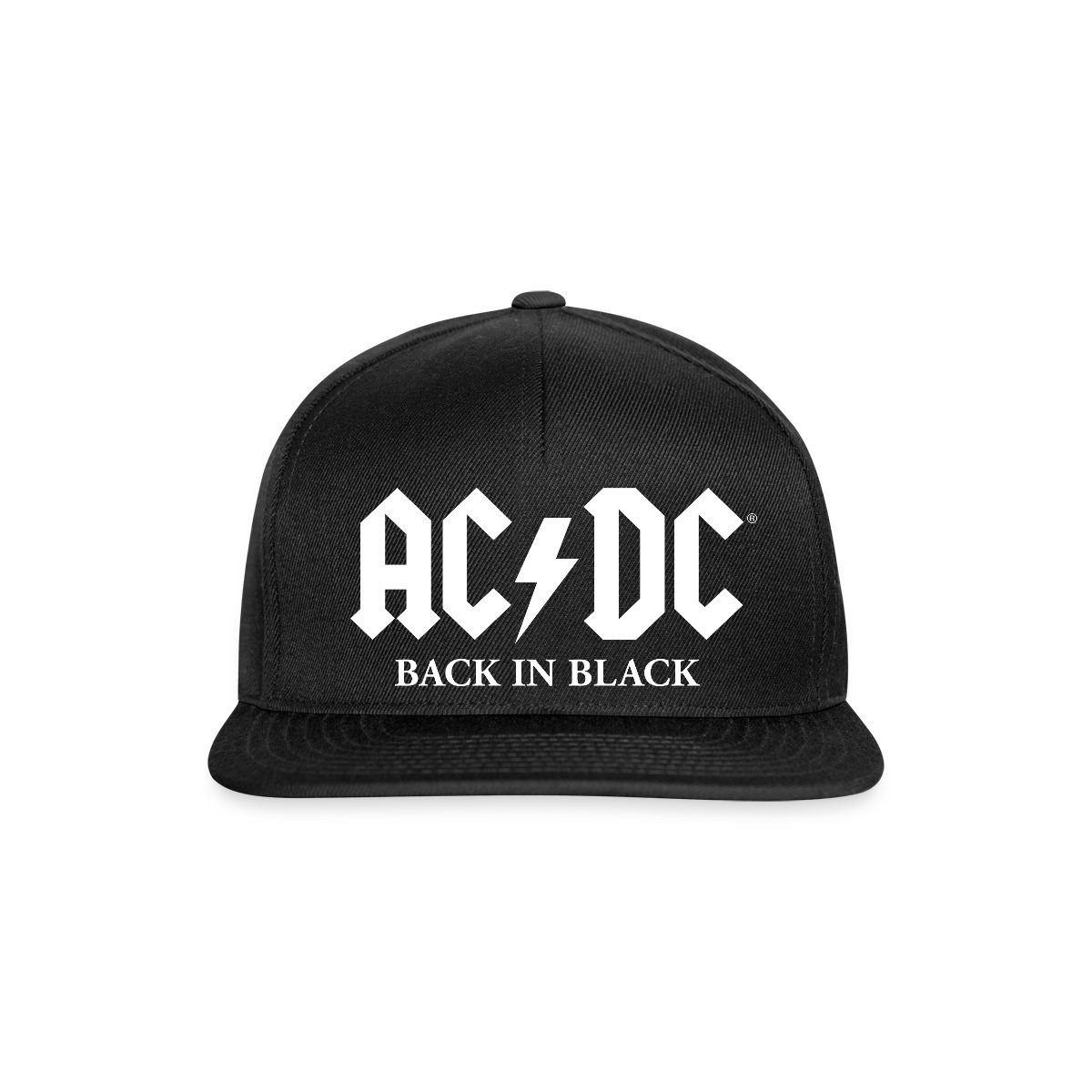 Spreadshirt Snapback Cap AC/DC Back In Black Logo Mit Blitz Snapback Cap (1-St)