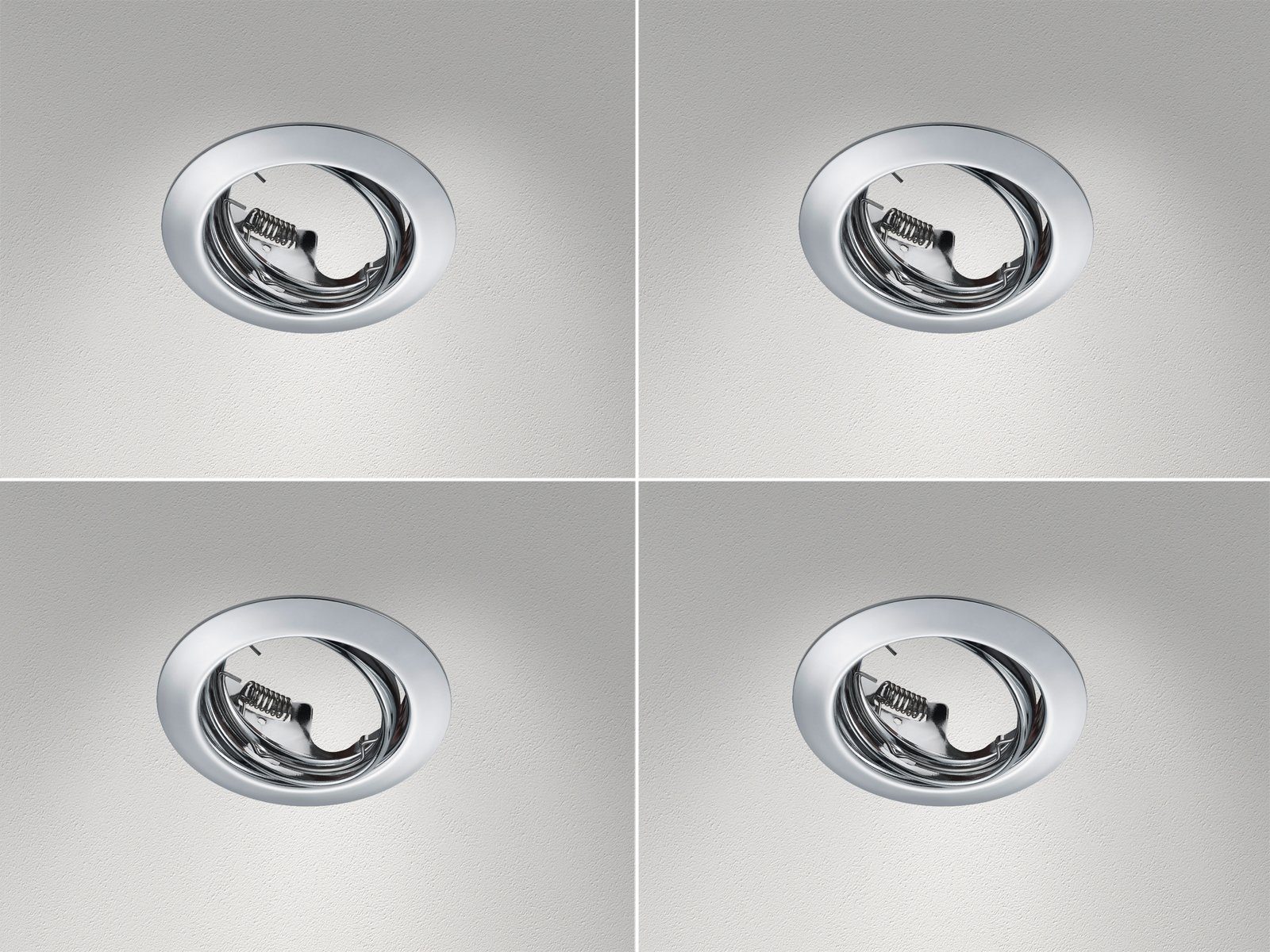 TRIO Leuchten Einbauleuchte, ohne Leuchtmittel, 4er Set Deckeneinbauleuchten, Einbau Decken-spot Silber Chrom Ø 8,3cm