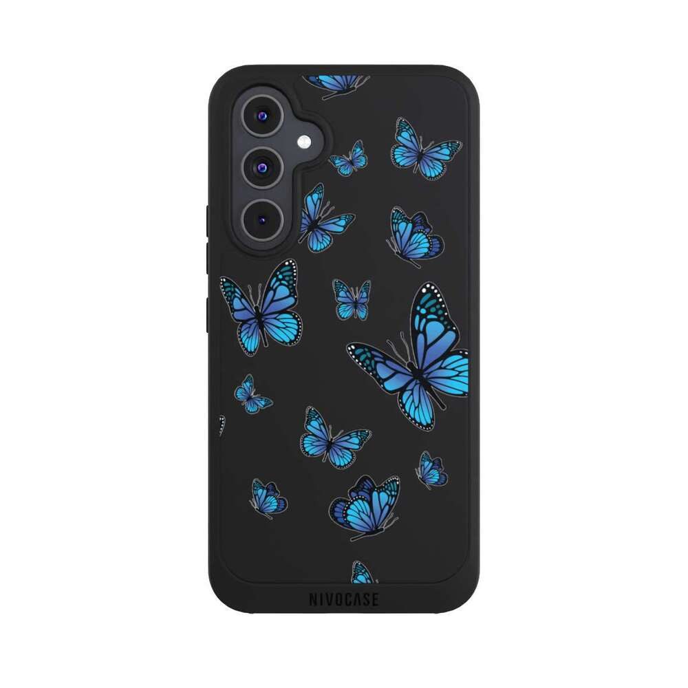 NIVOCASE Handyhülle Schmetterling Muster transparent Butterfly Pattern Transparent, Samsung Galaxy A54 5G Handyhülle Hülle NIVOpure Case Schwarz