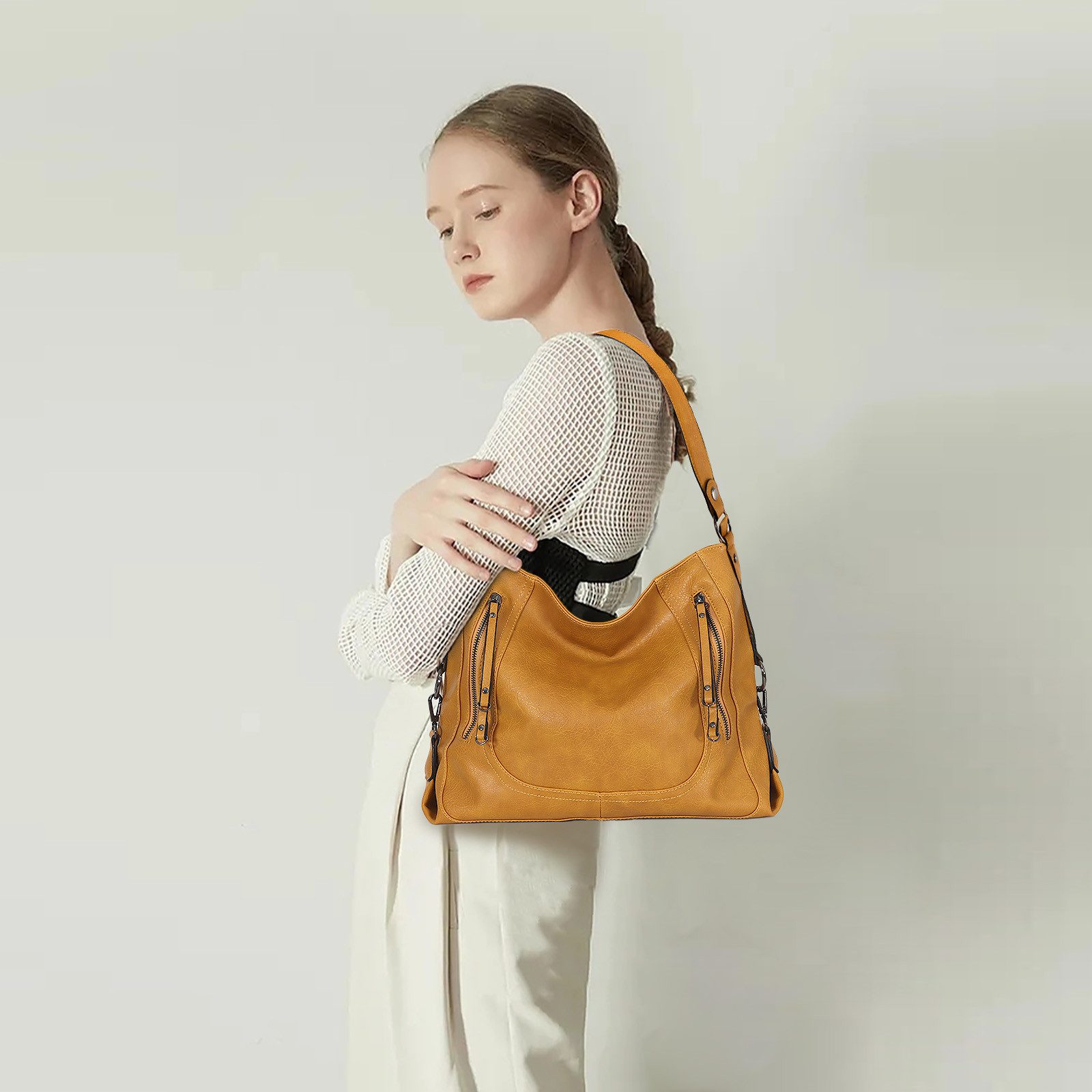 TAN.TOMI Handtasche Damen Lederimitat Umhängetasche Hobo Taschen groß Mit M günstig online kaufen