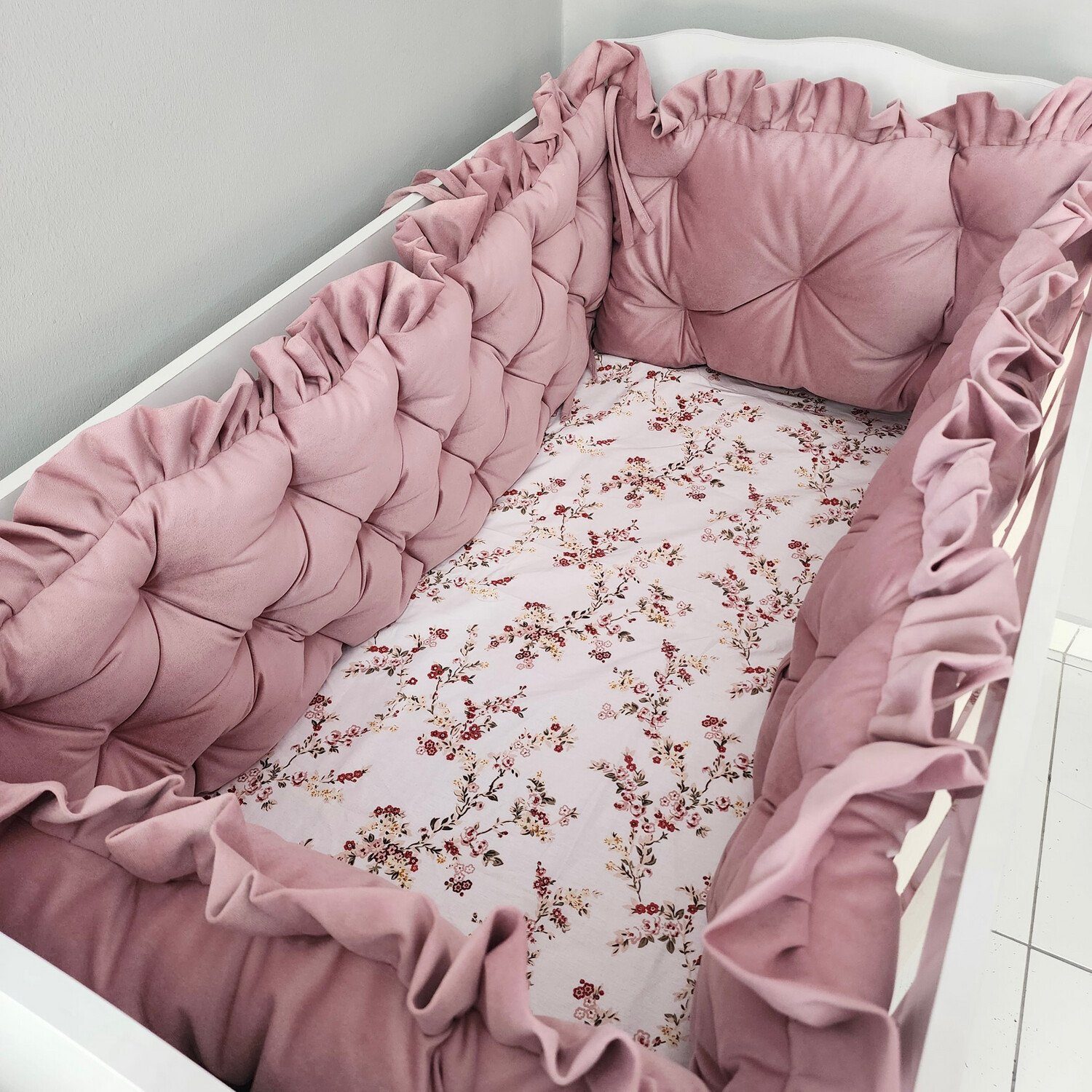 Bettnestchen Samt Bettumrandung Nestchen Volant Kantenschutz Babybett Gitterbett