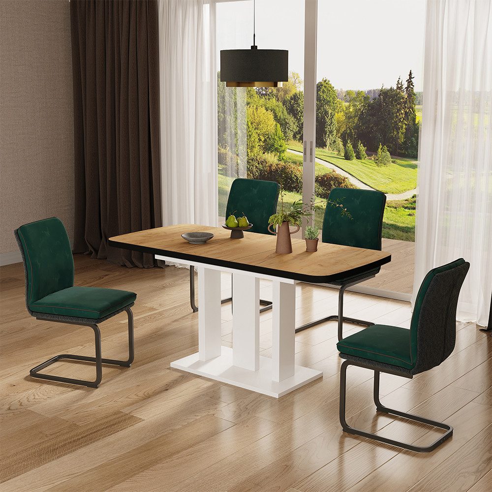 Vicco Esstisch Fenaro, Schwarz/Goldkraft Eiche/Weiß, 120 x 80 cm 2 Teile (1-St)